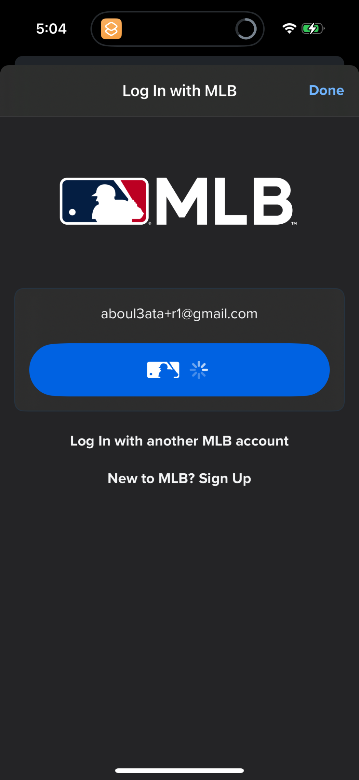 mlb login screenshot
