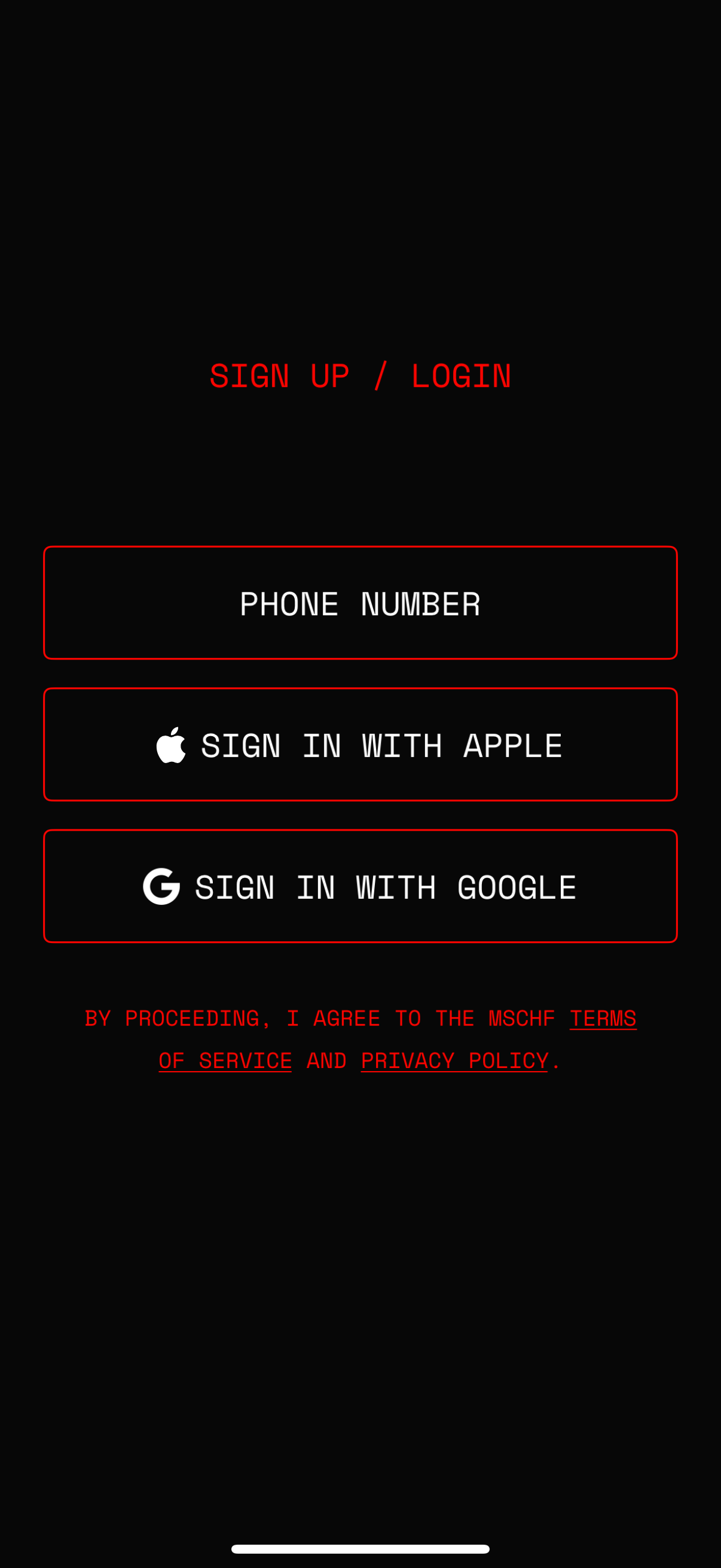 mschf login screenshot