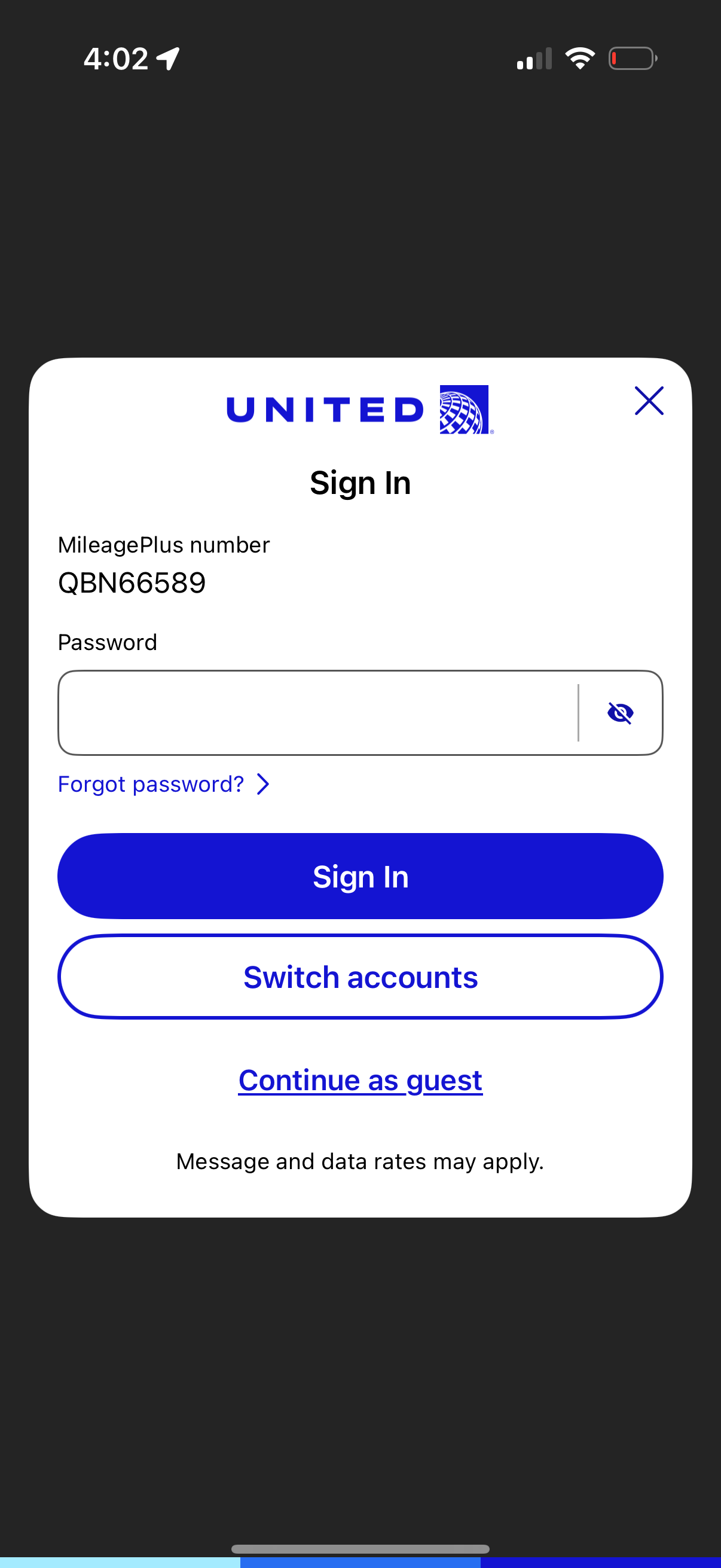 united login screenshot
