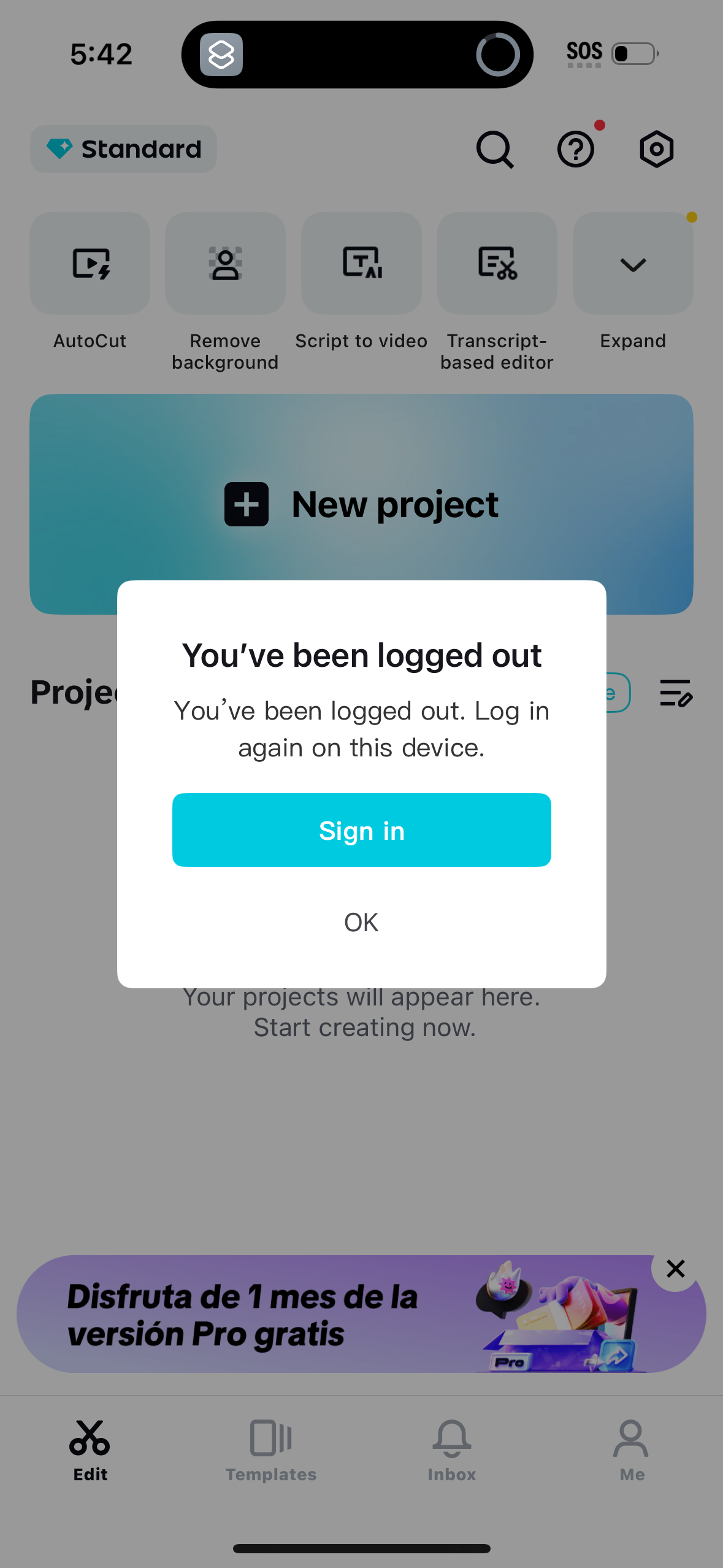 capcut login screenshot