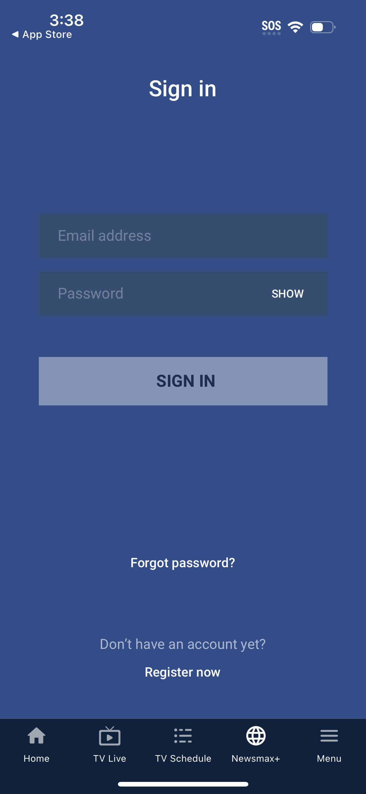 newsmax login screenshot