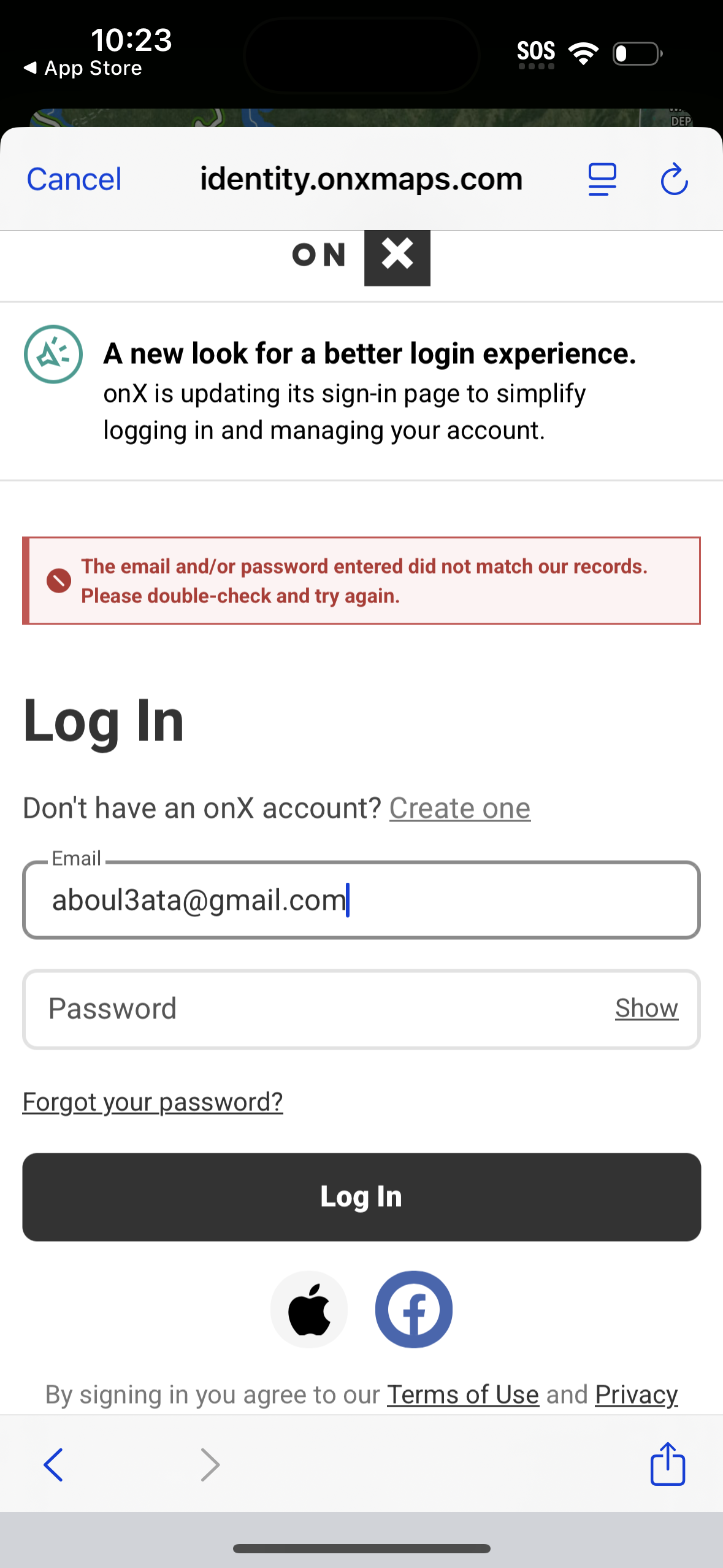 onx-offroad login screenshot