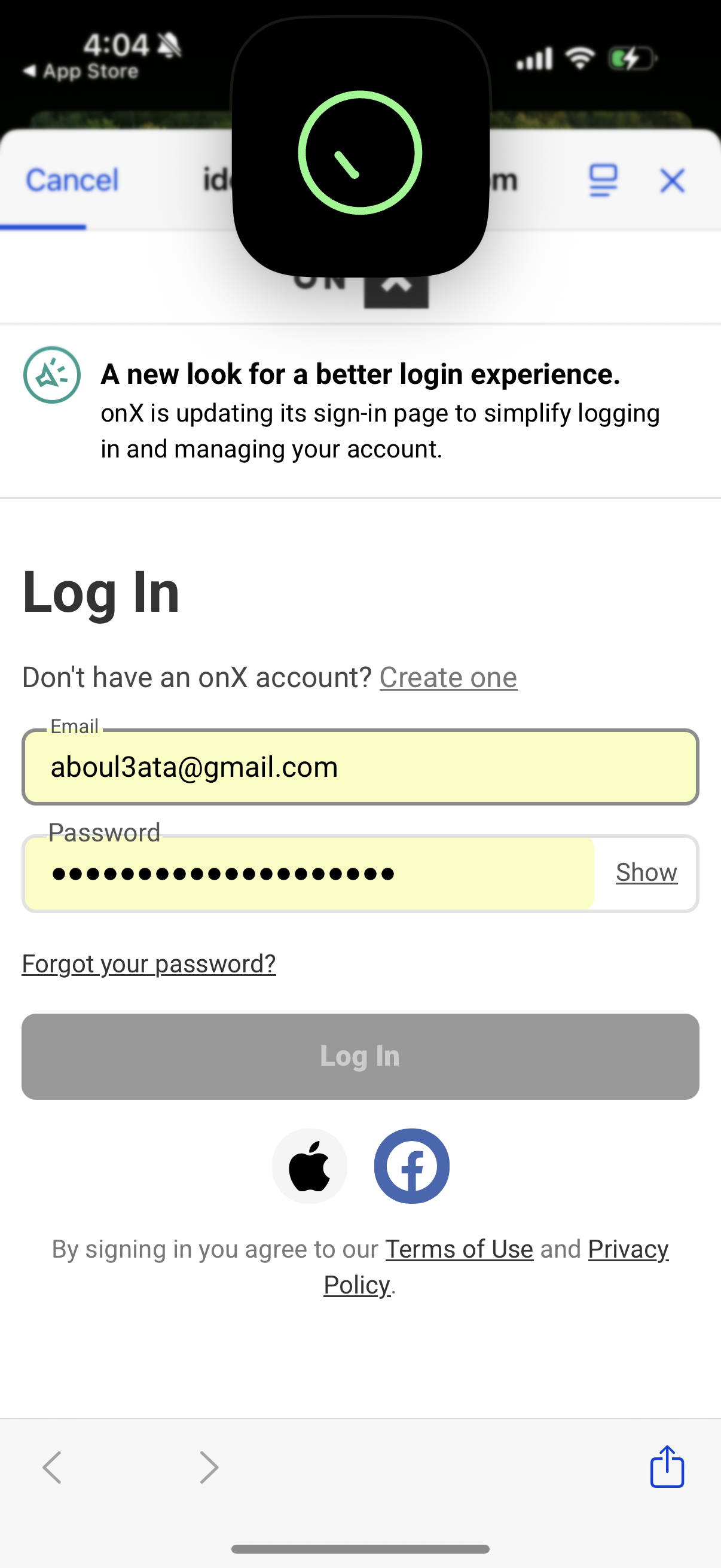 onx-fish login screenshot