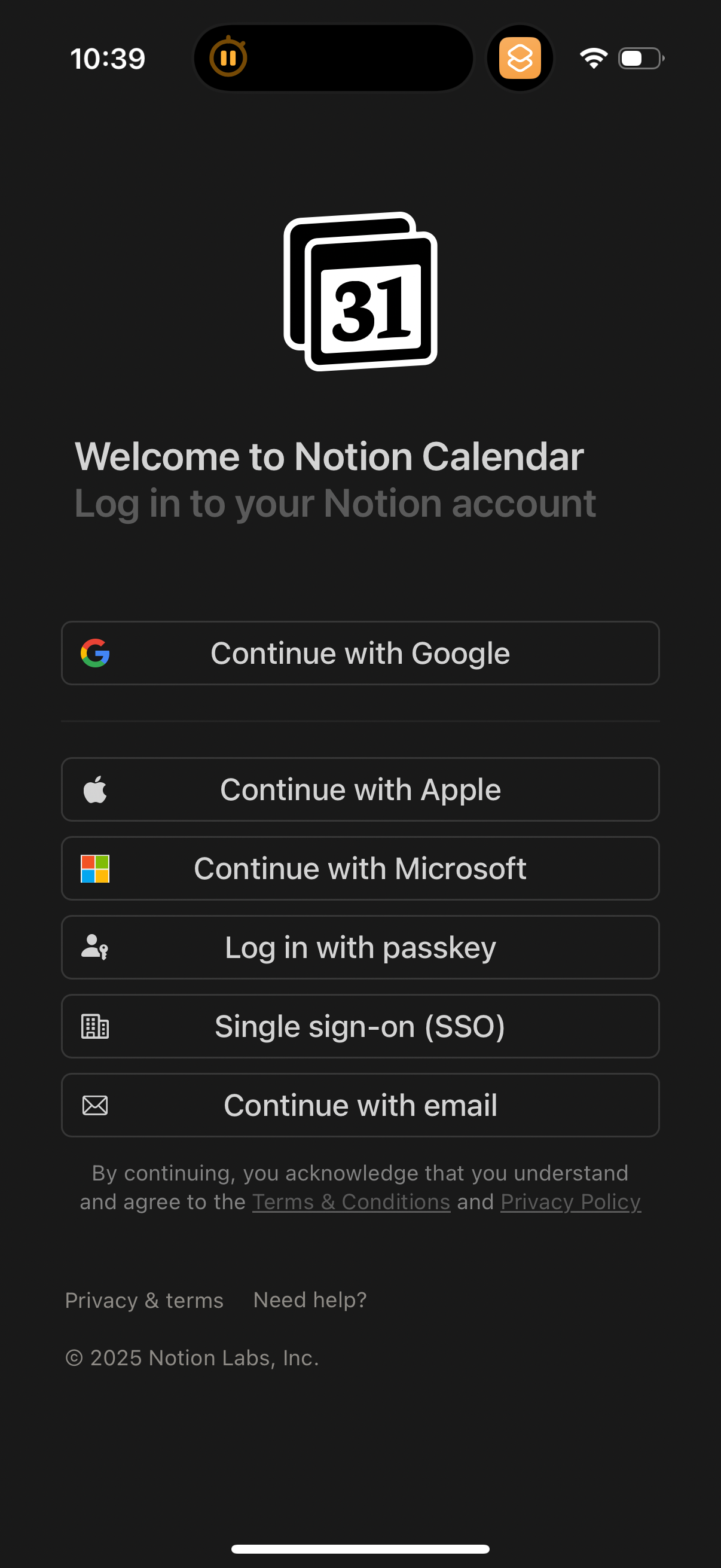 notion-calendar login screenshot