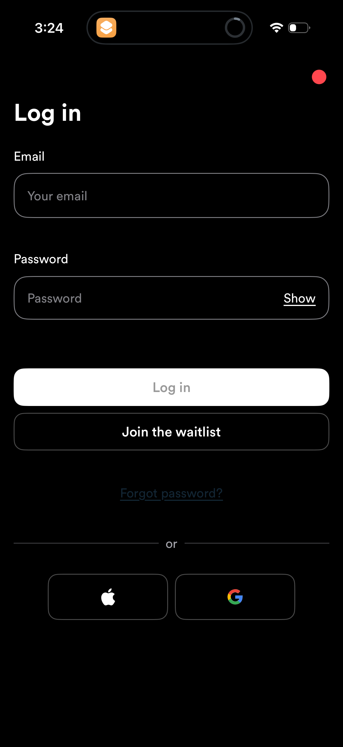 curio login screenshot