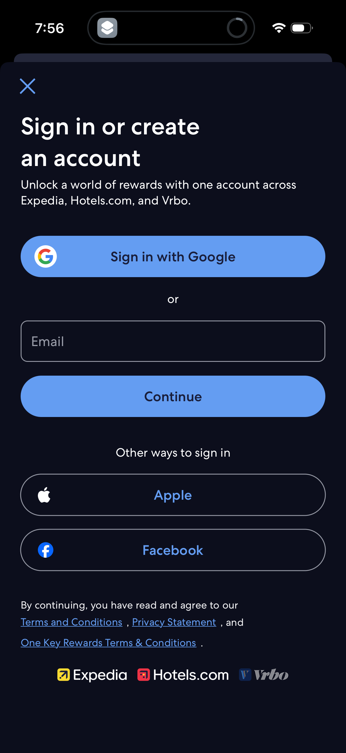 vrbo login screenshot