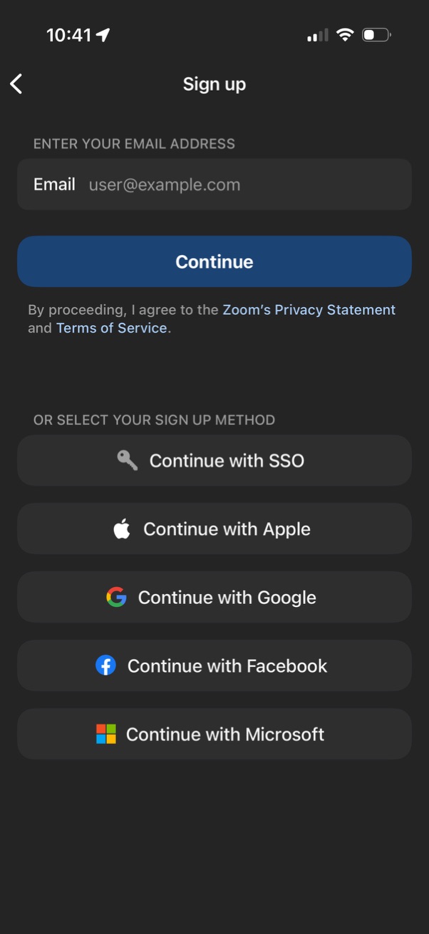 zoom login screenshot