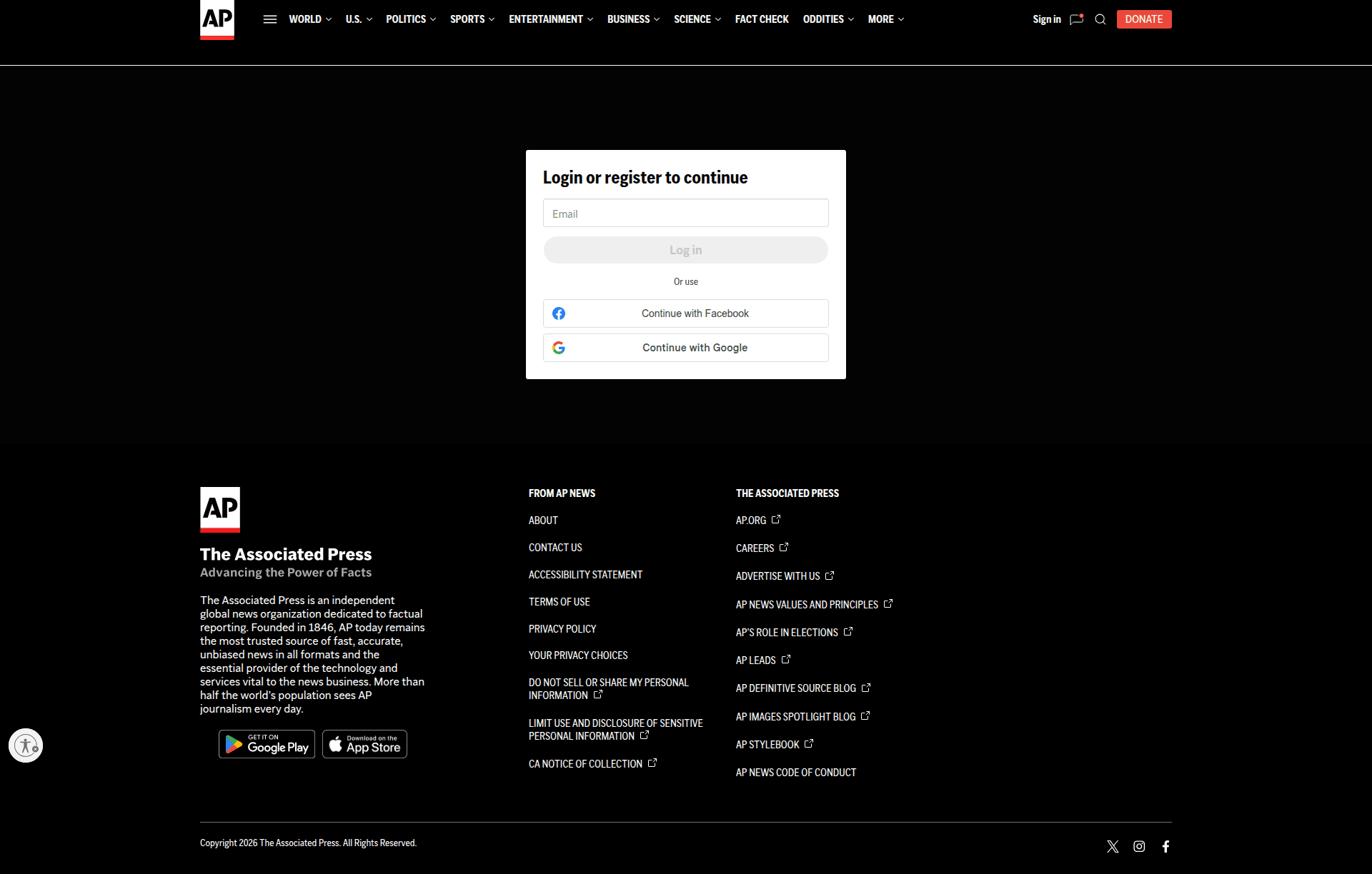 ap login screenshot