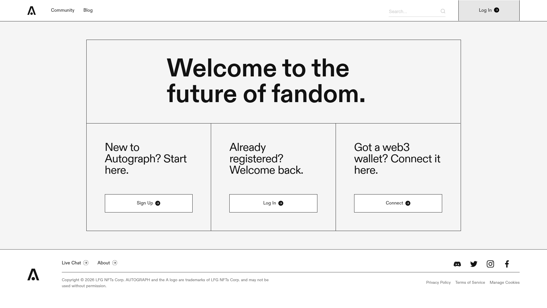 autograph login screenshot