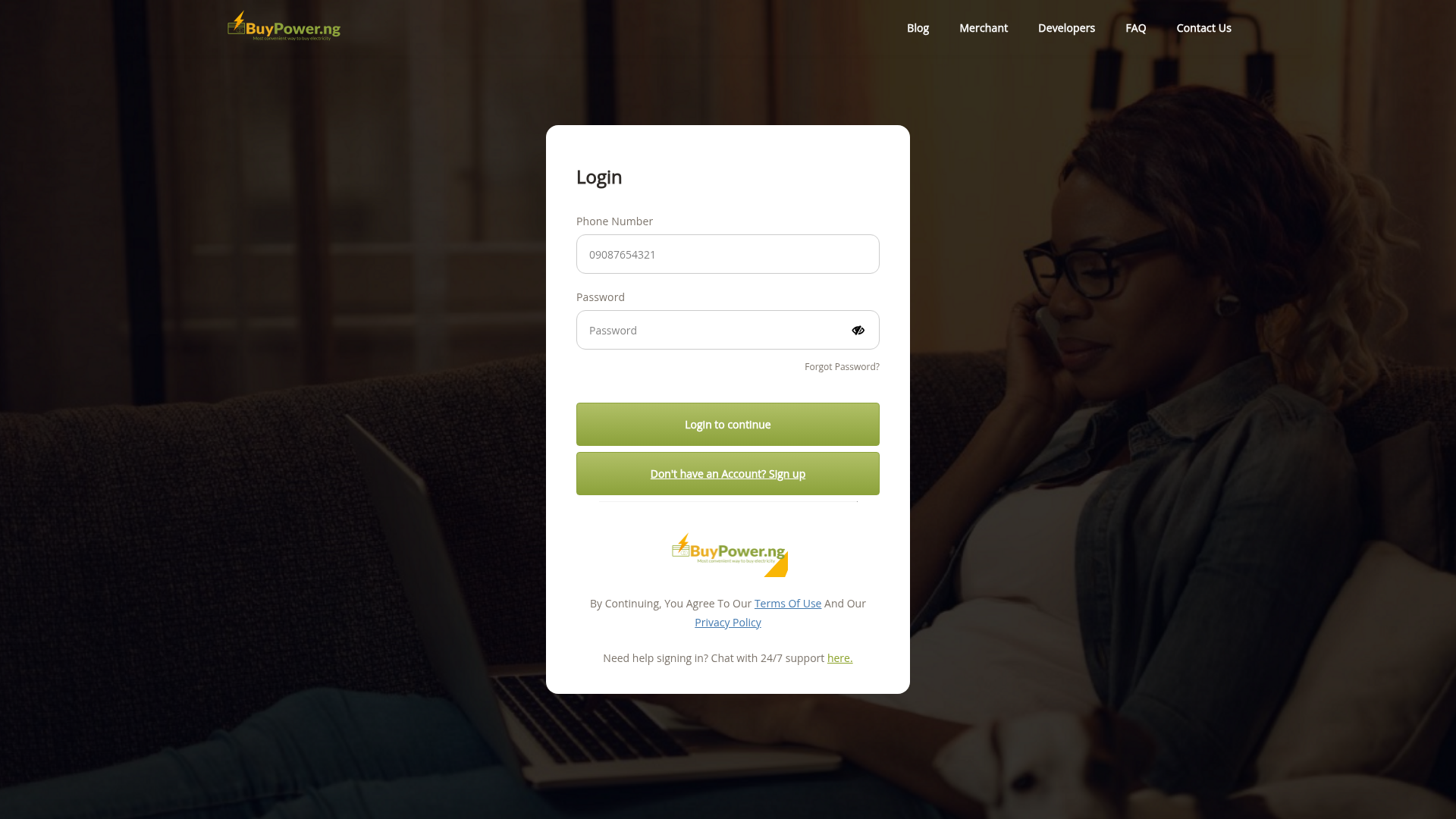 buypower login screenshot
