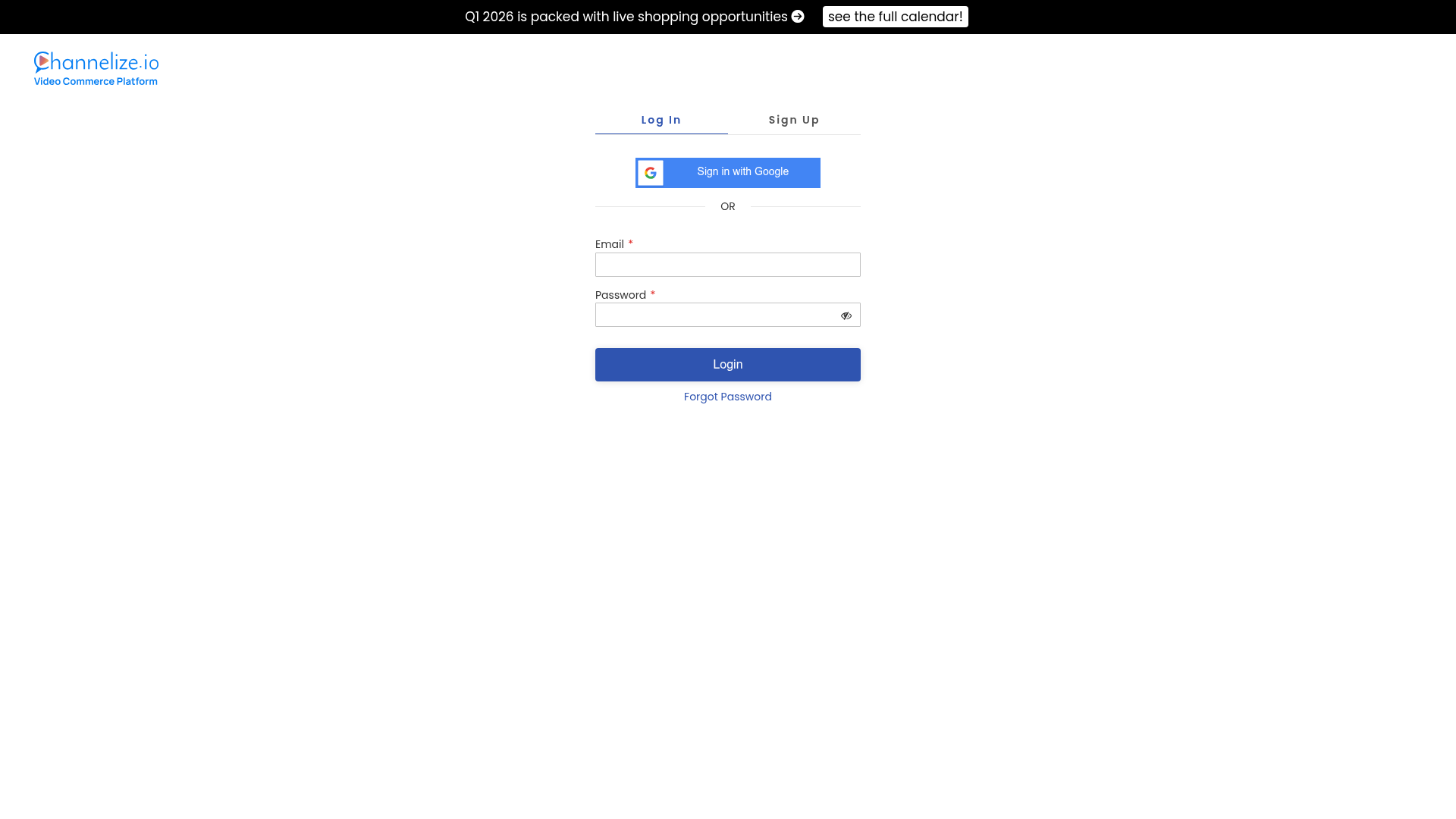 channelize-io login screenshot