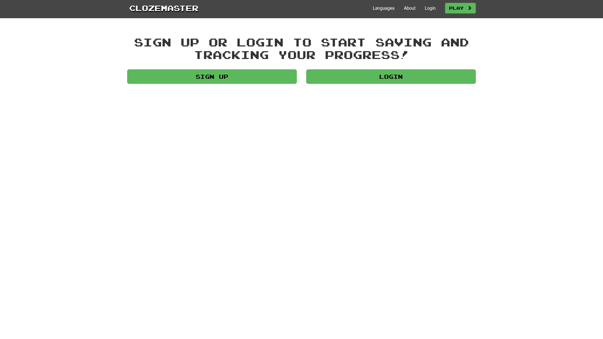 clozemaster login screenshot