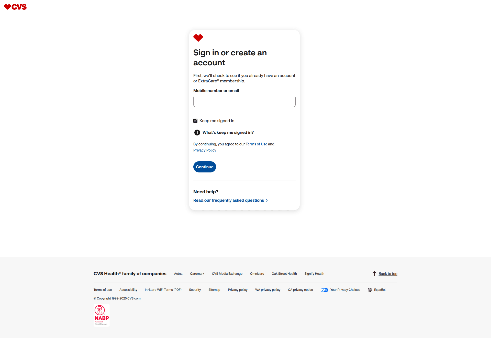 cvs login screenshot