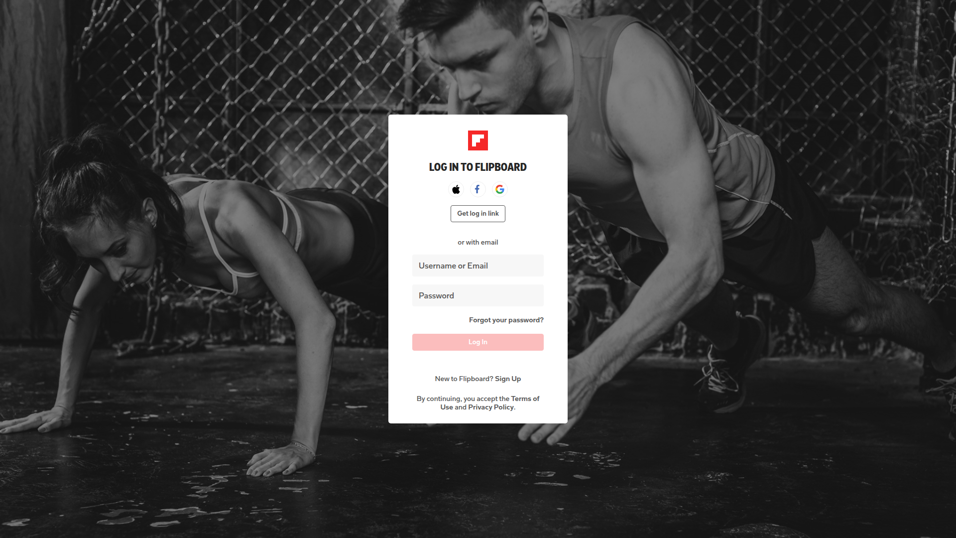 flipboard login screenshot