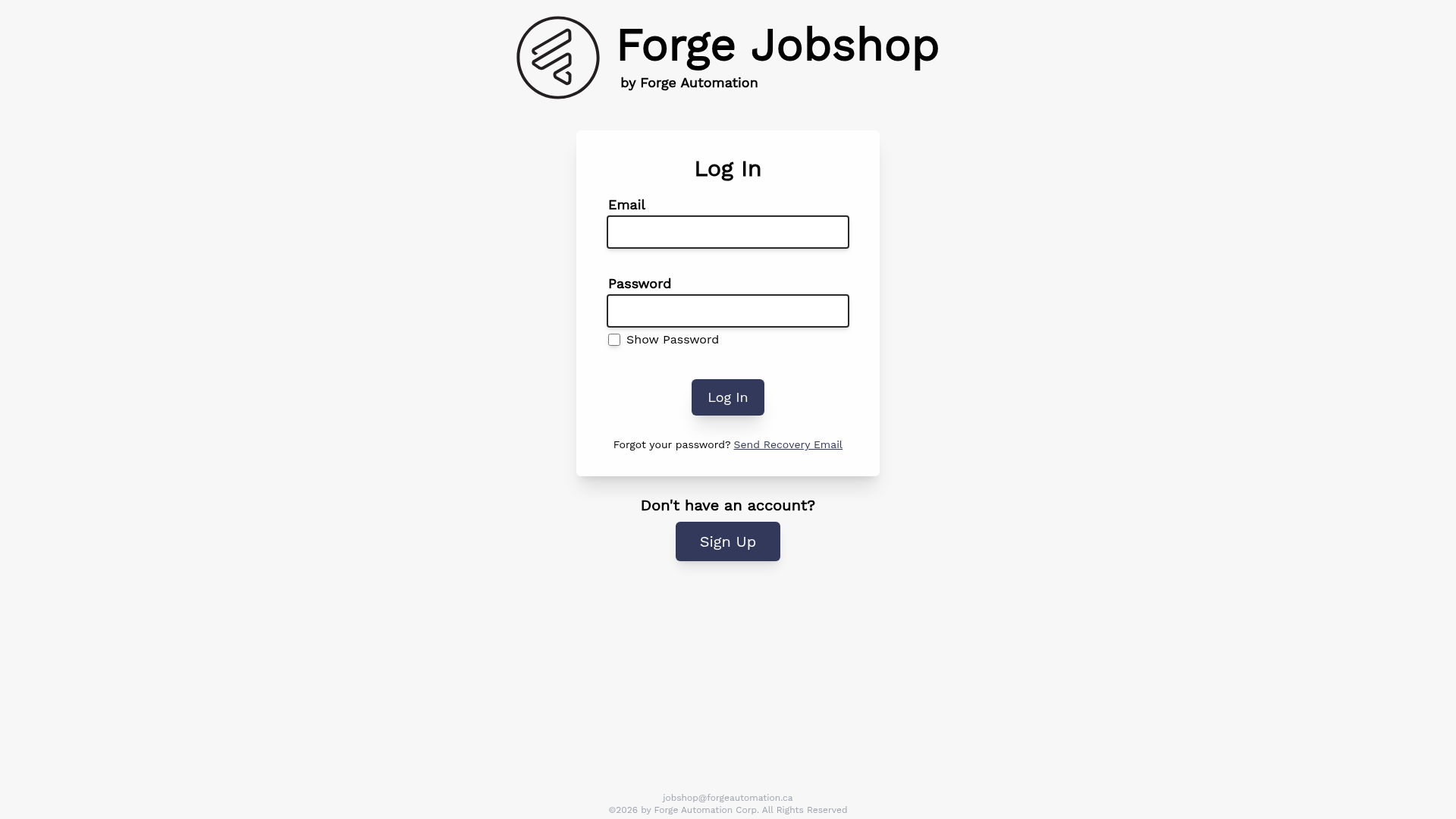 forge-automation login screenshot