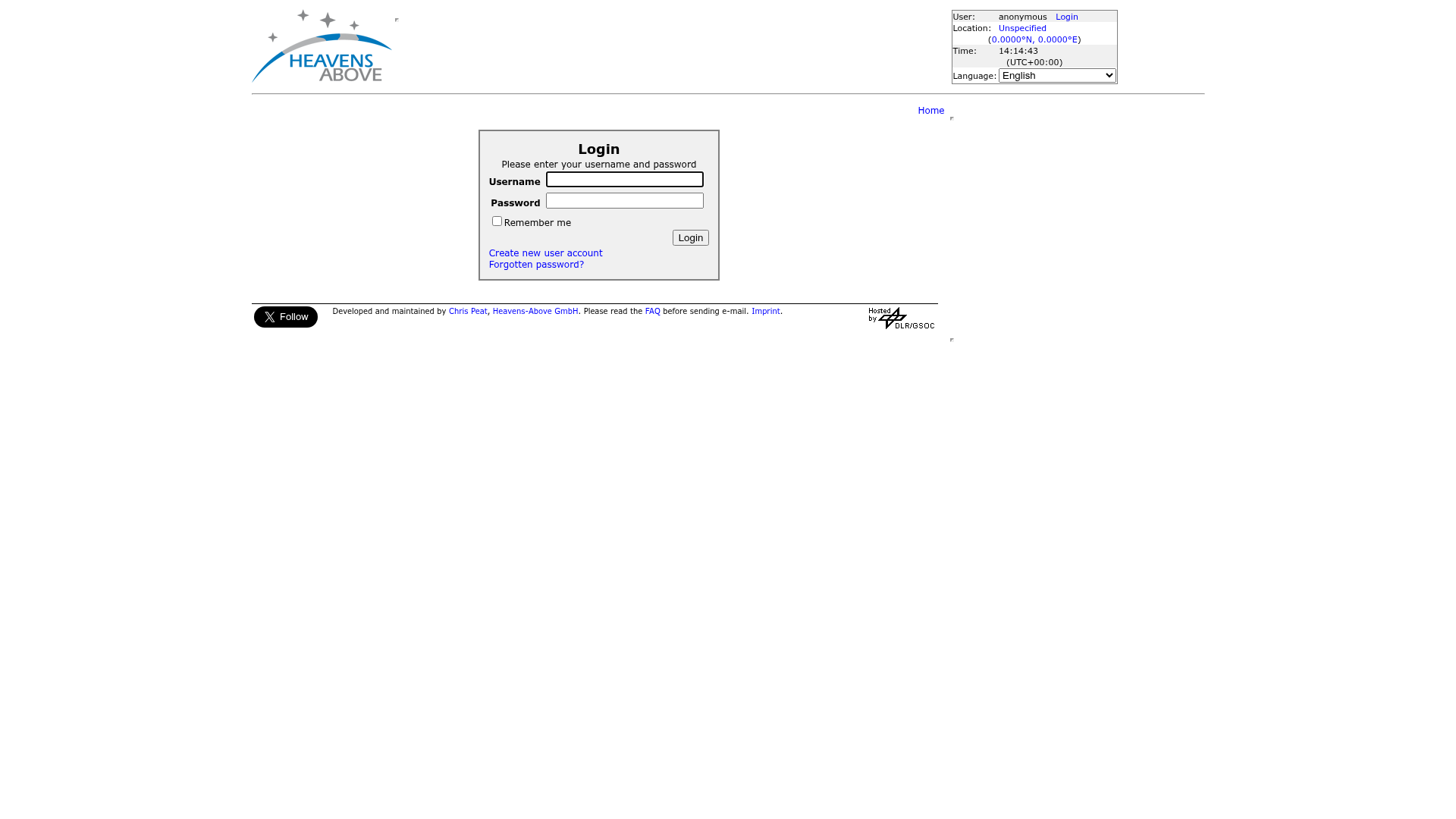 heavens-above login screenshot