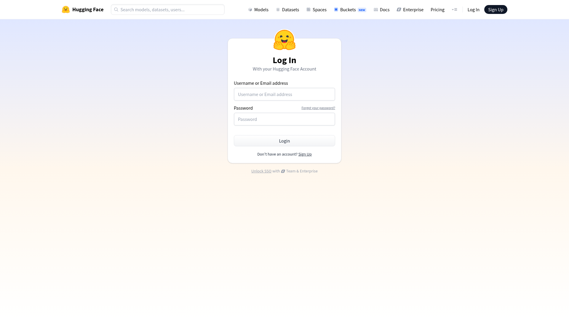 hugging-face login screenshot