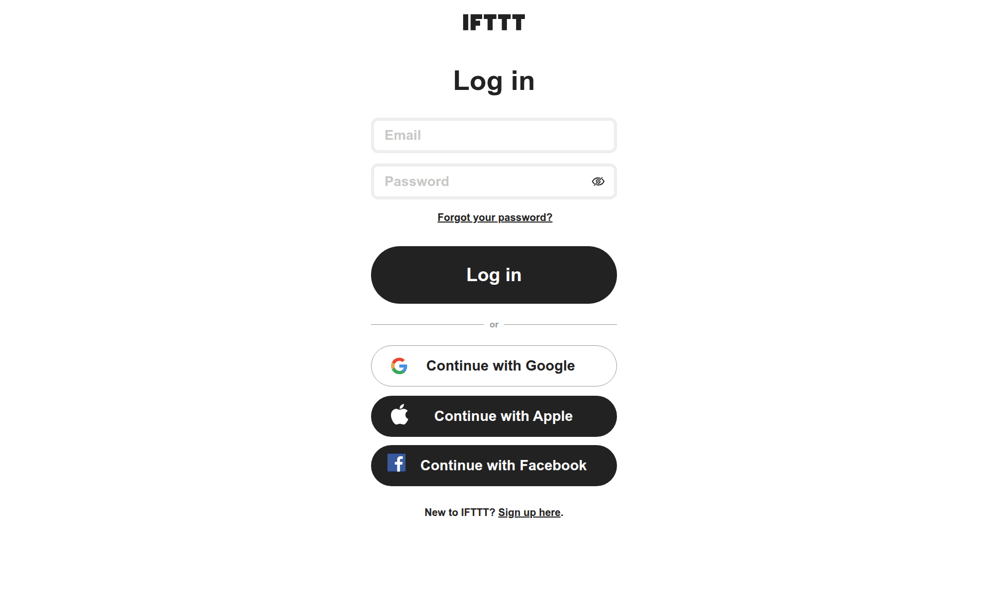 ifttt login screenshot