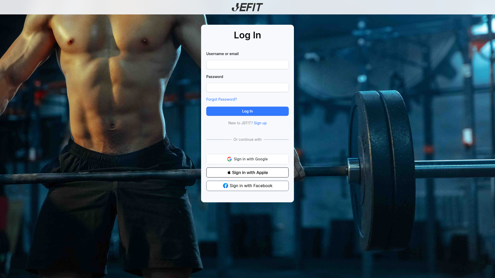 jefit-workout-planner-gym-log login screenshot