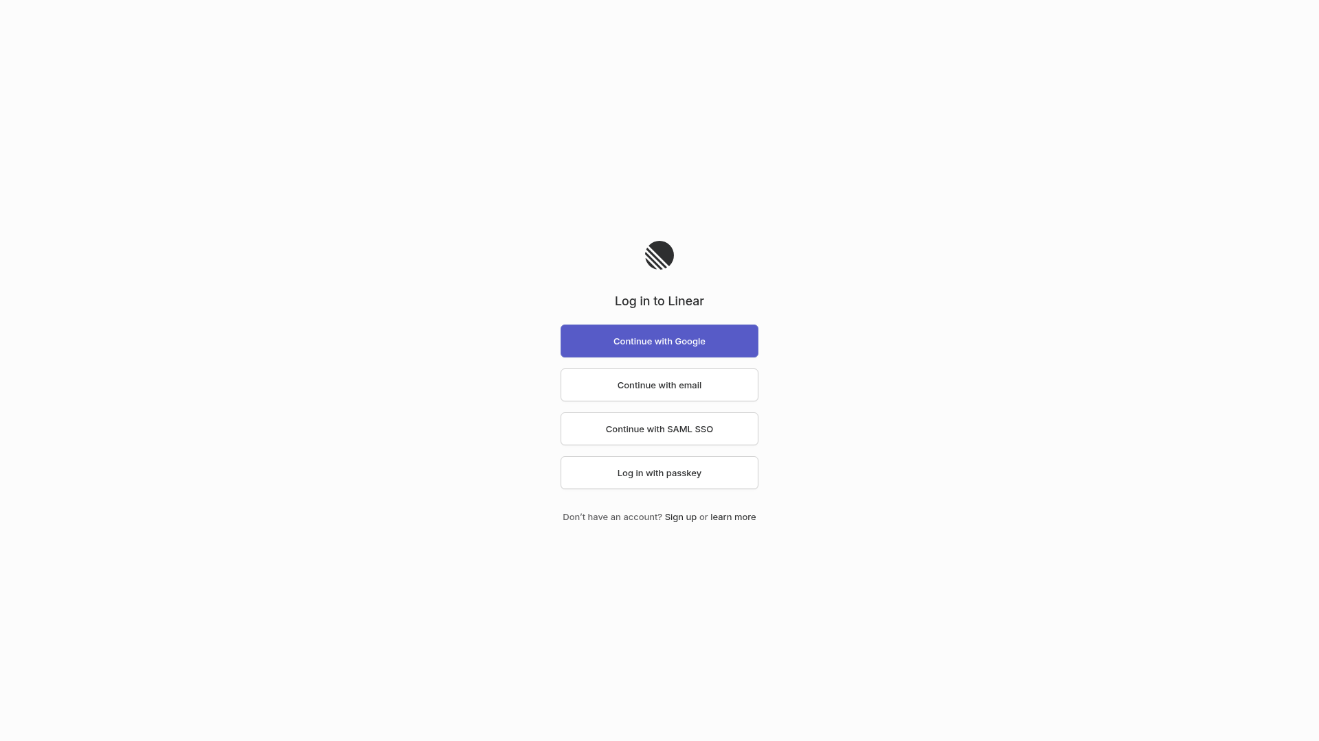 linear login screenshot