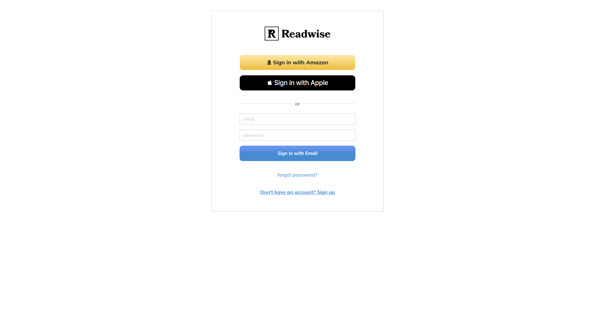 reader login screenshot