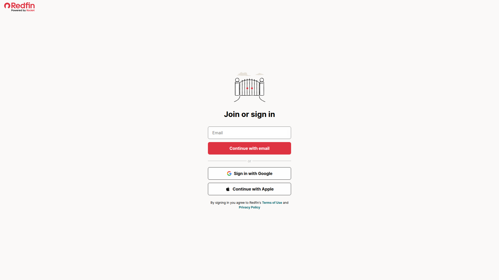 redfin login screenshot
