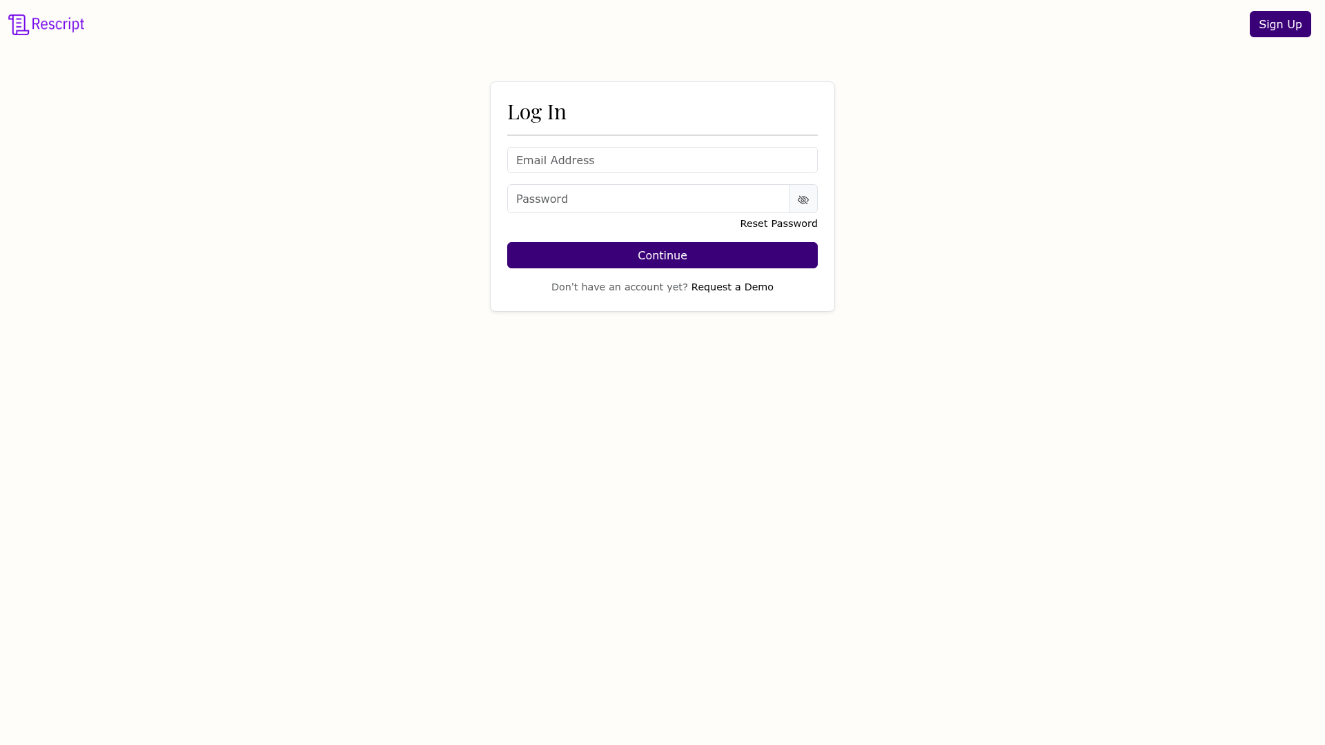rescript login screenshot