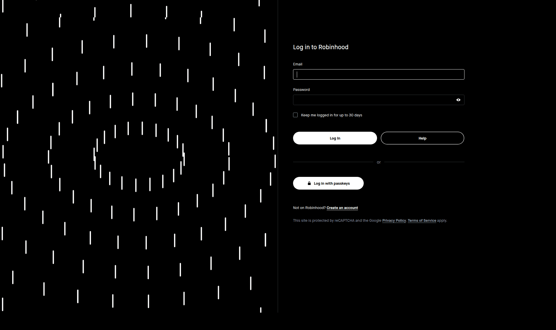 robinhood login screenshot