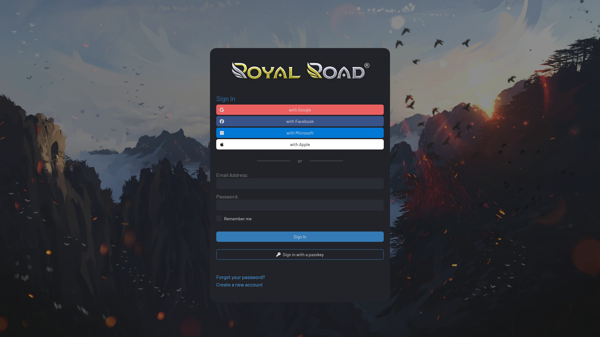 royal-road login screenshot