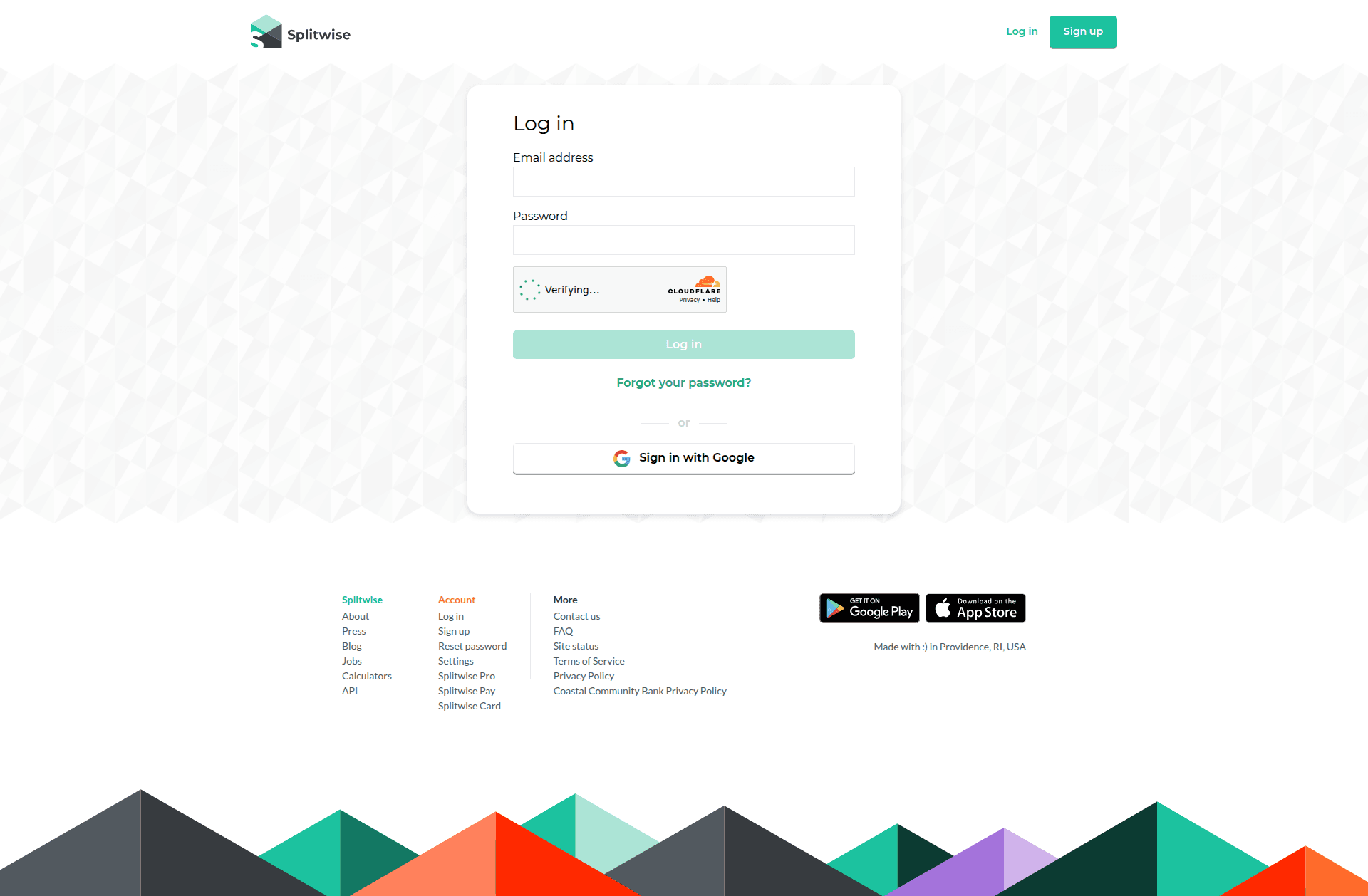 splitwise login screenshot