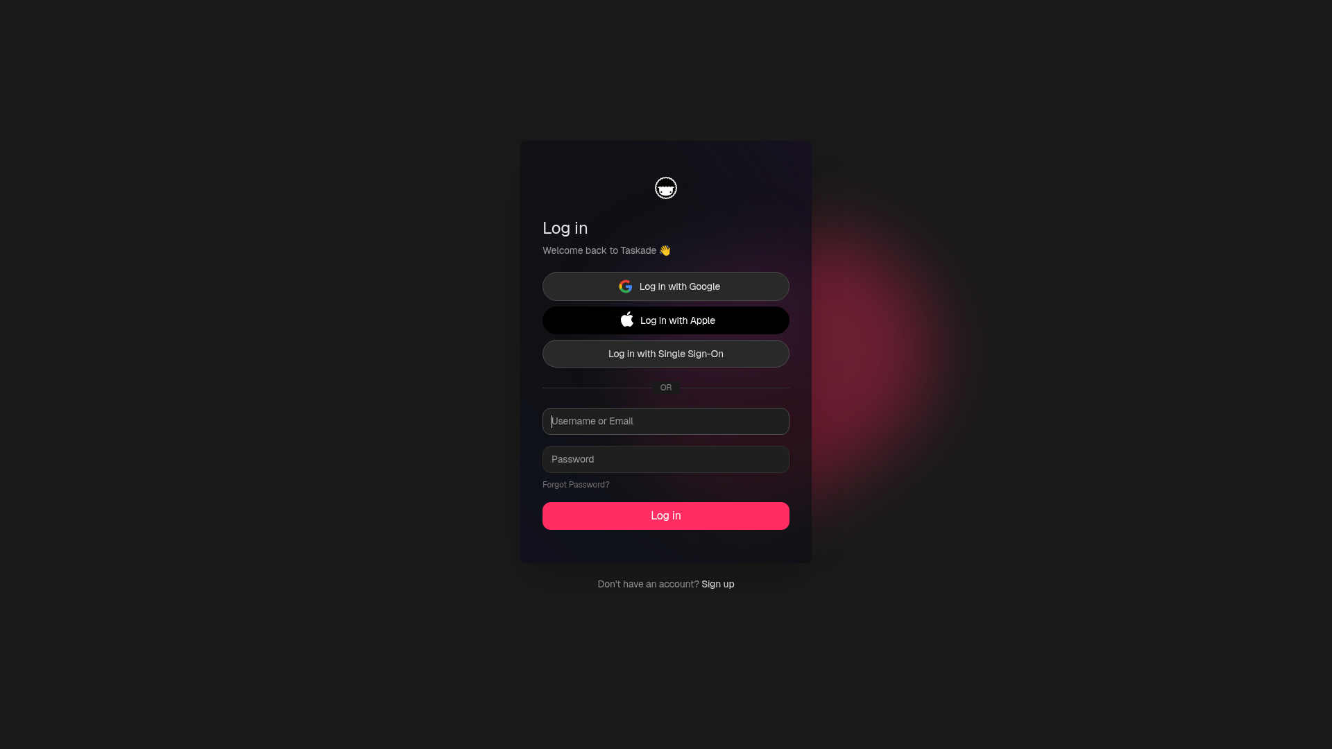 taskade login screenshot