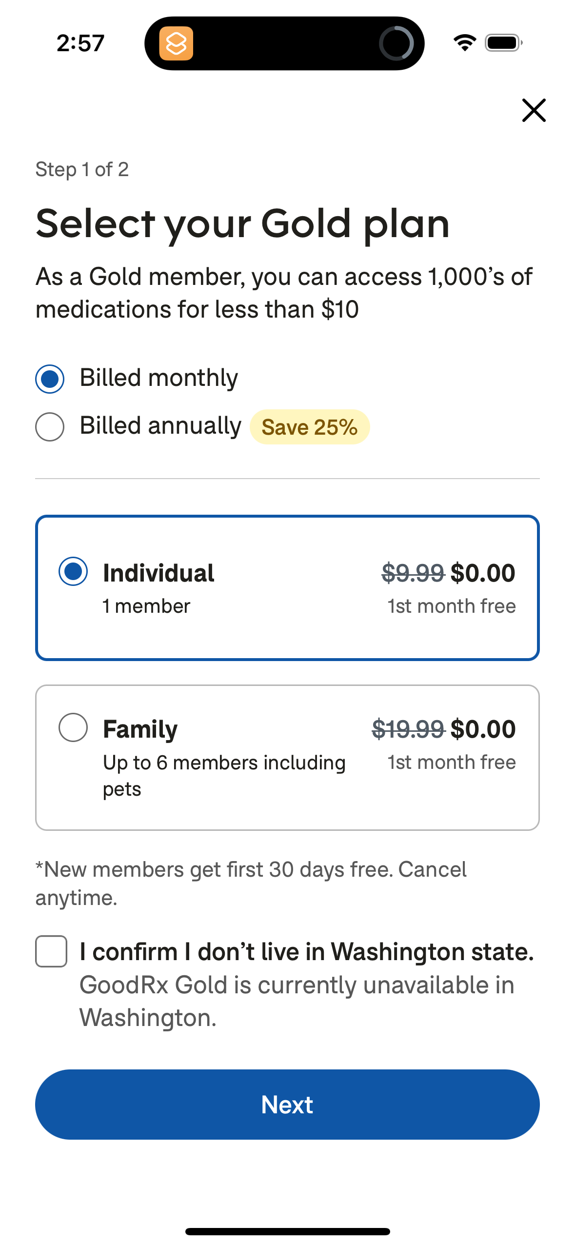 goodrx modal screenshot