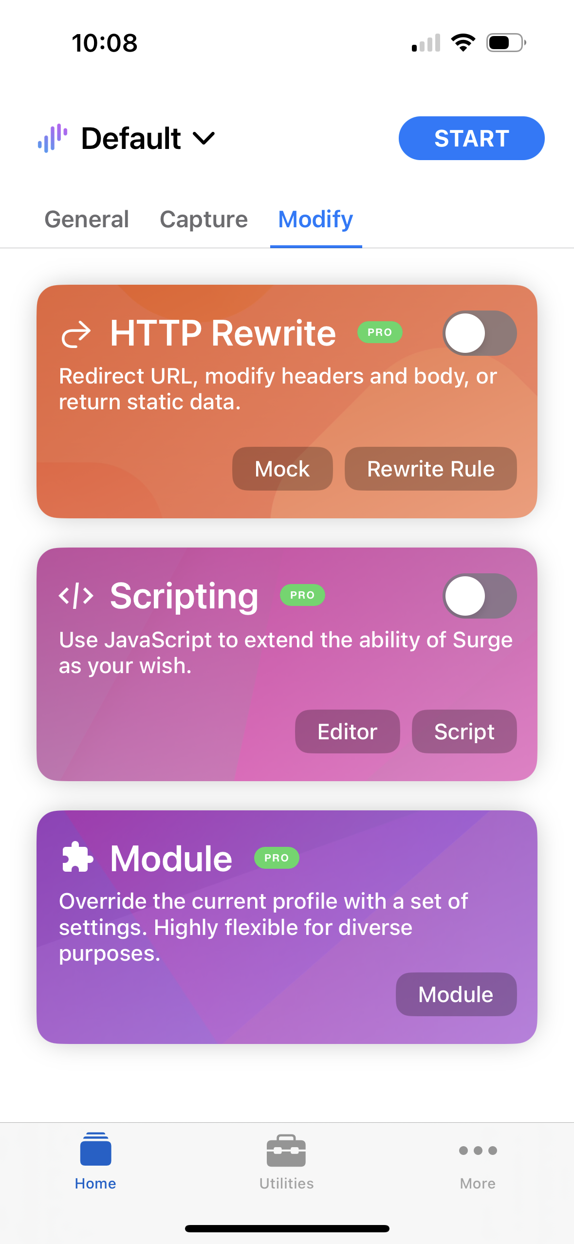 surge modal screenshot