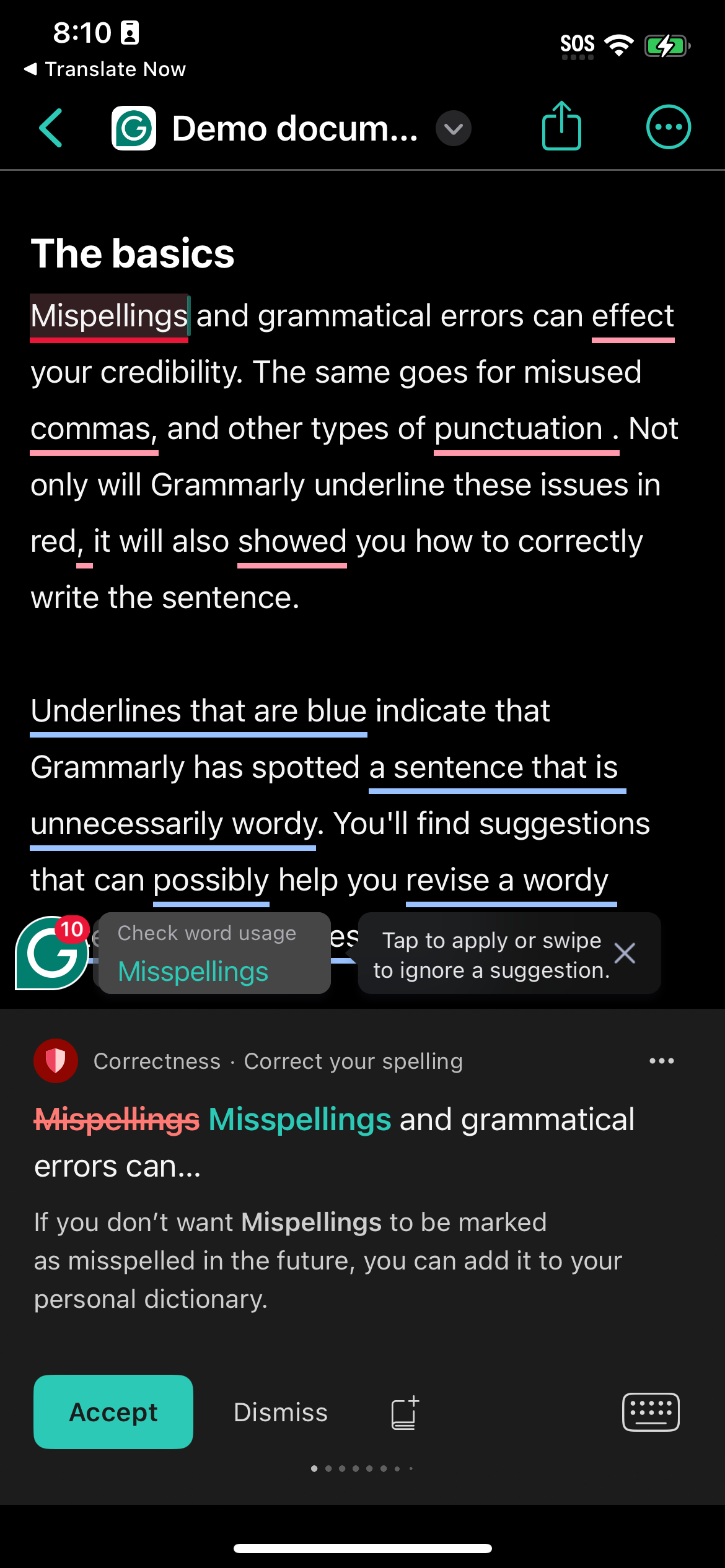 grammarly modal screenshot