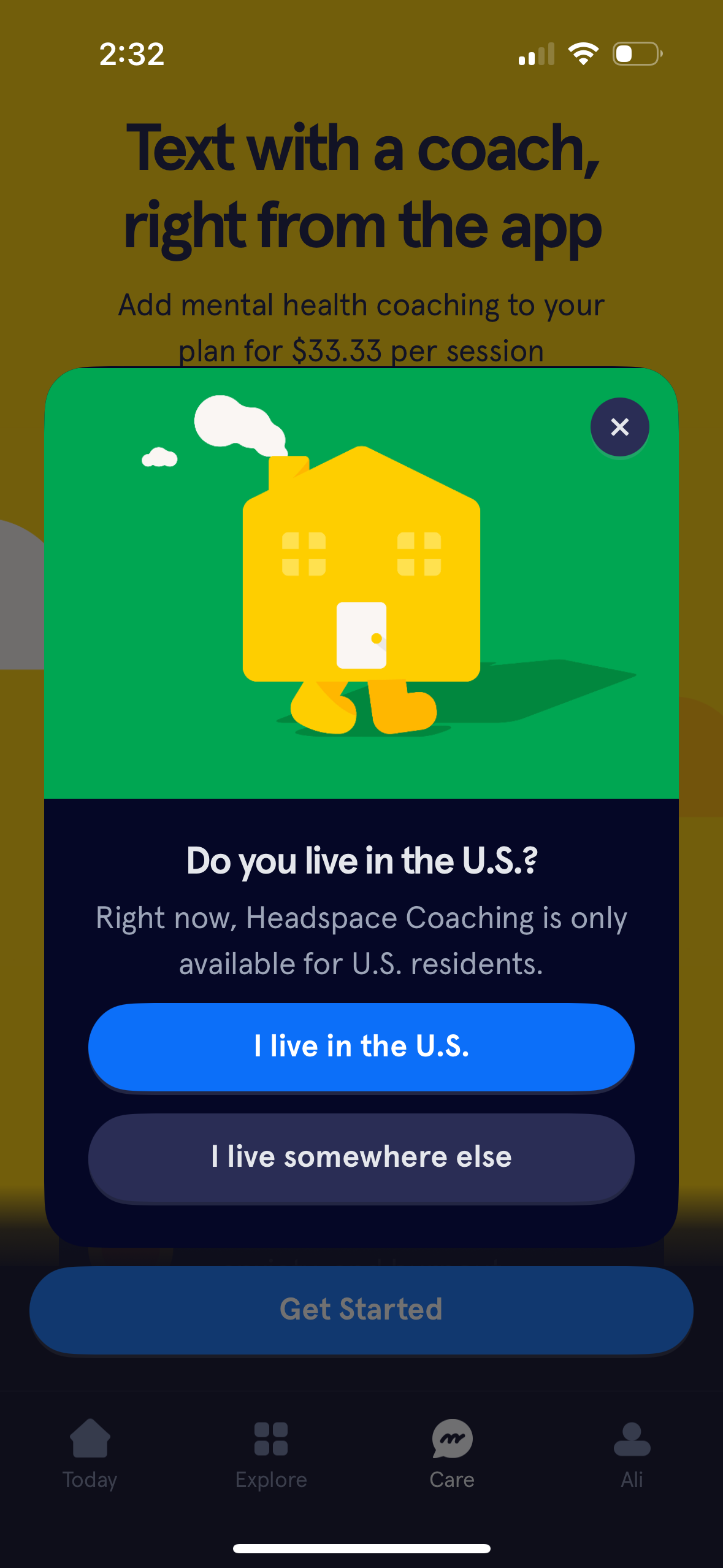headspace modal screenshot