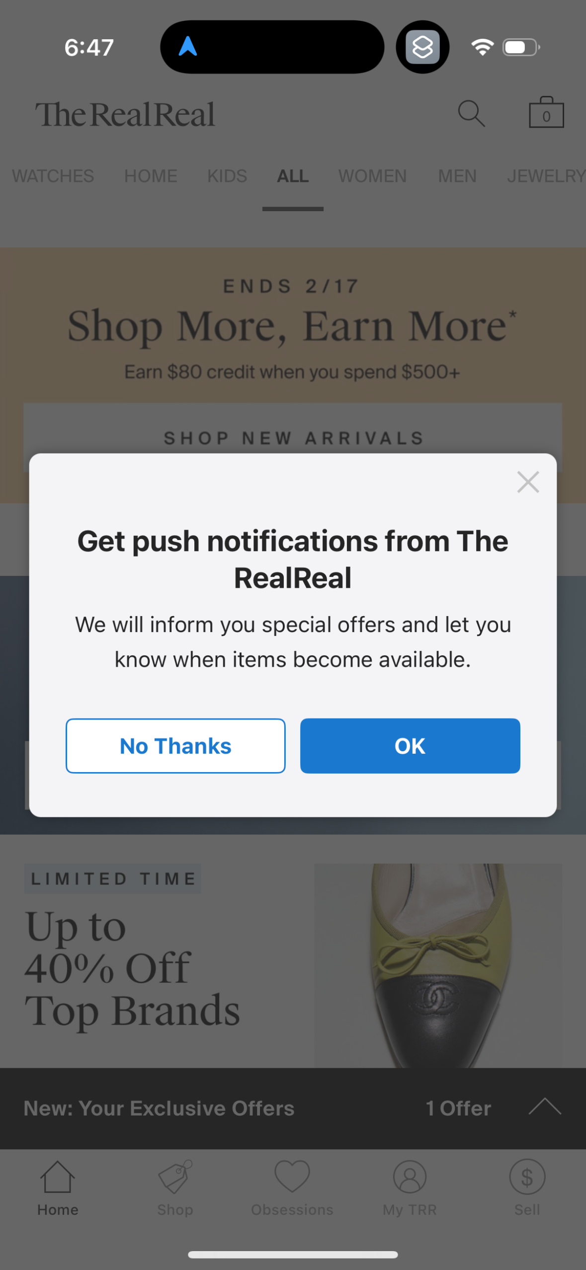 the-realreal modal screenshot