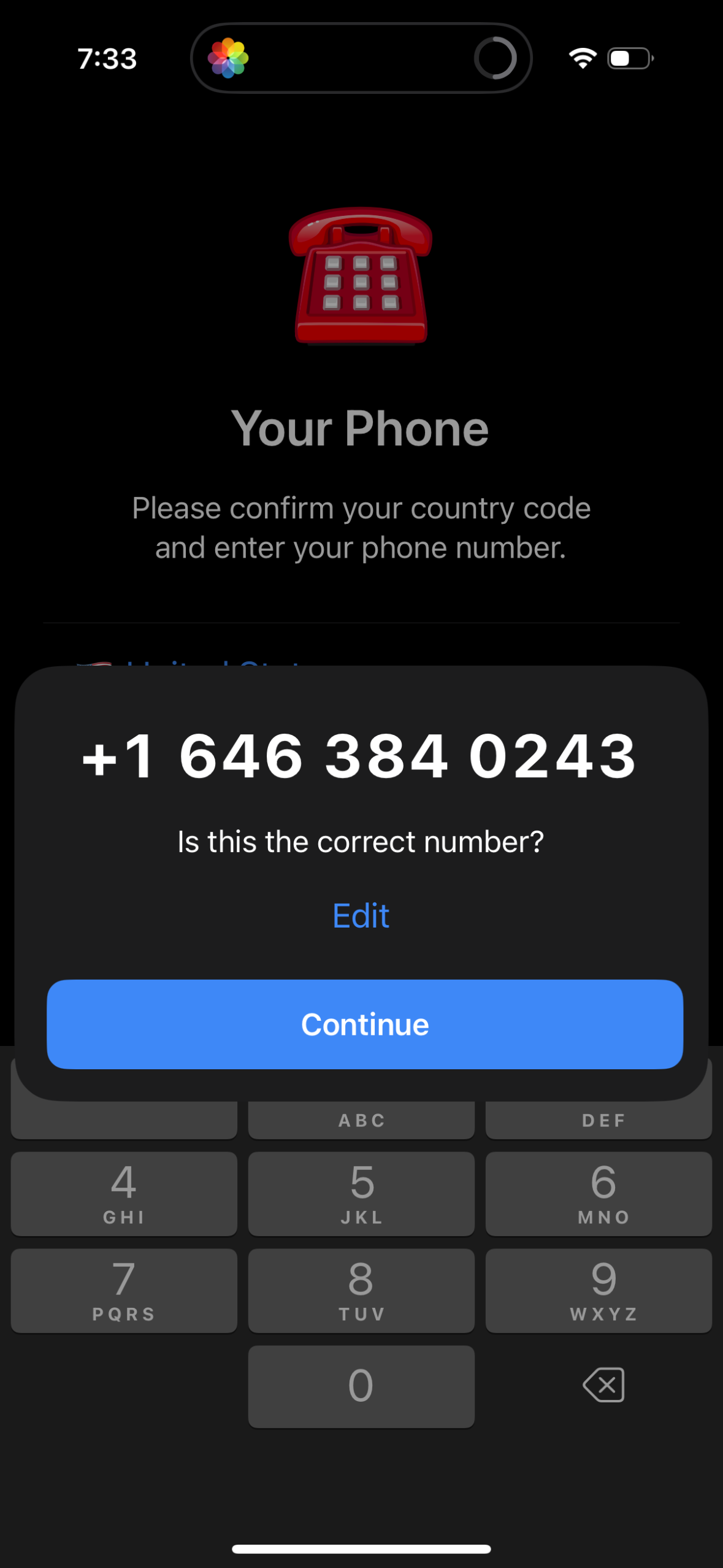 telegram modal screenshot