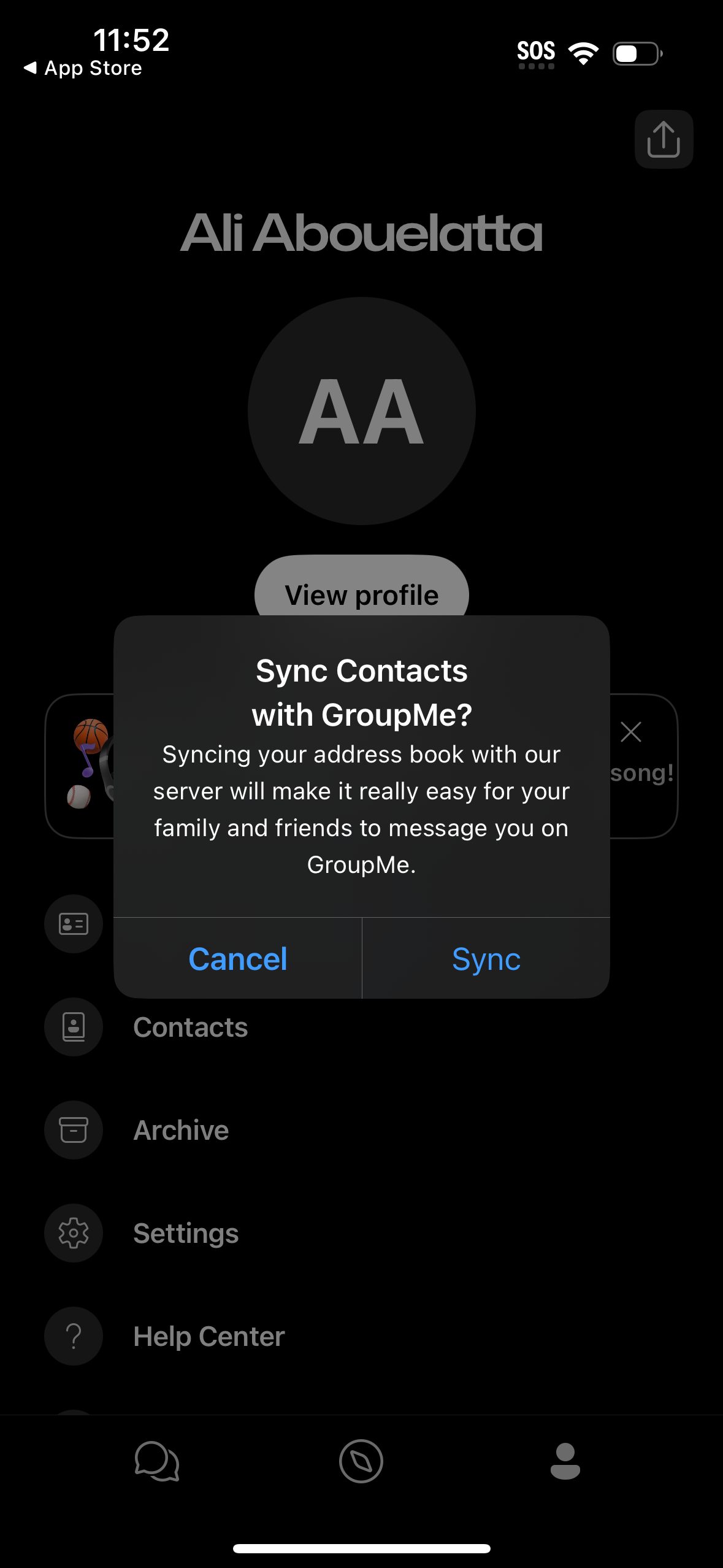 groupme modal screenshot