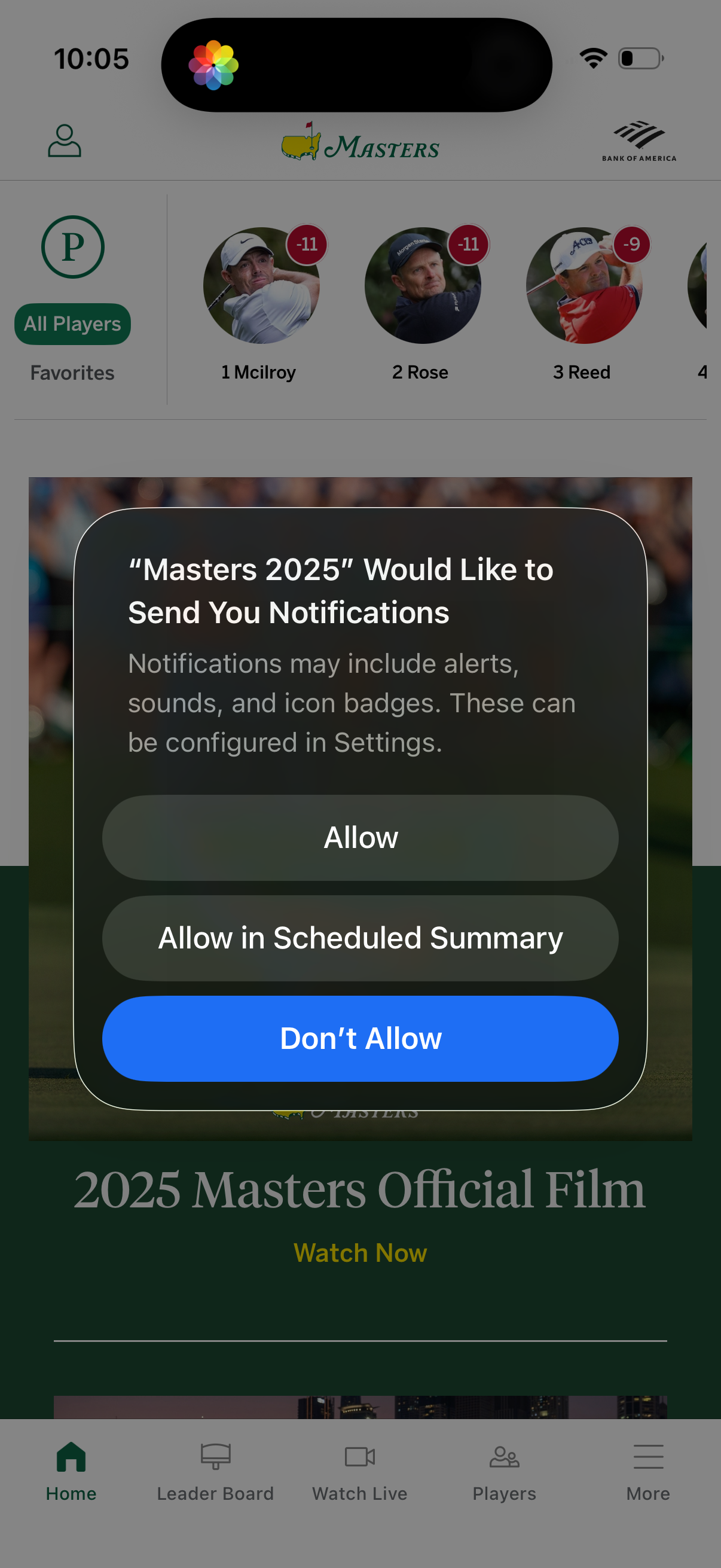 the-masters modal screenshot