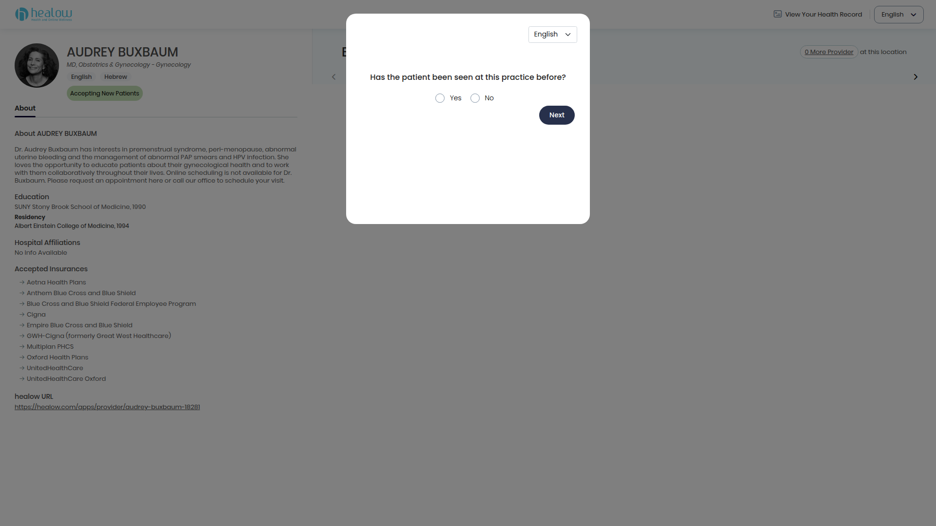 healow modal screenshot