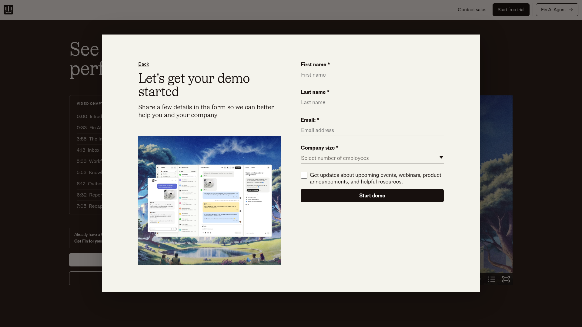 intercom modal screenshot