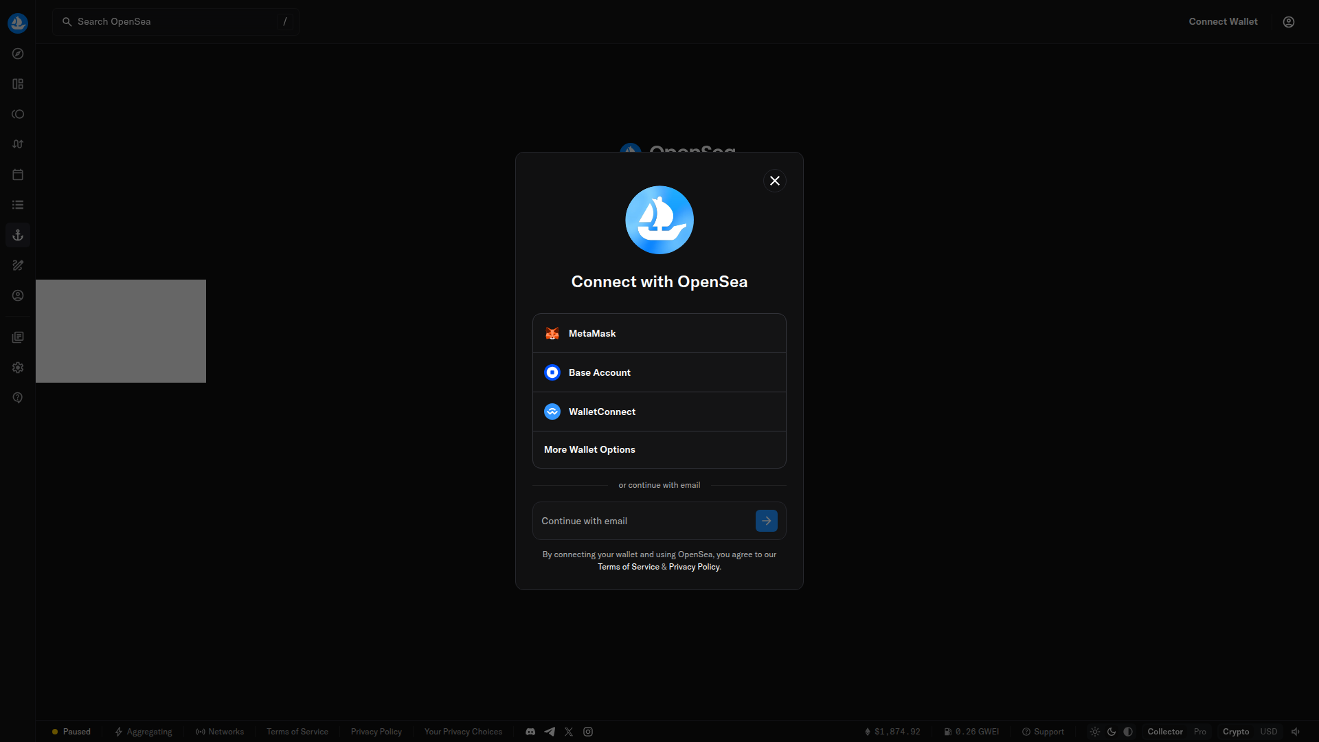 opensea modal screenshot