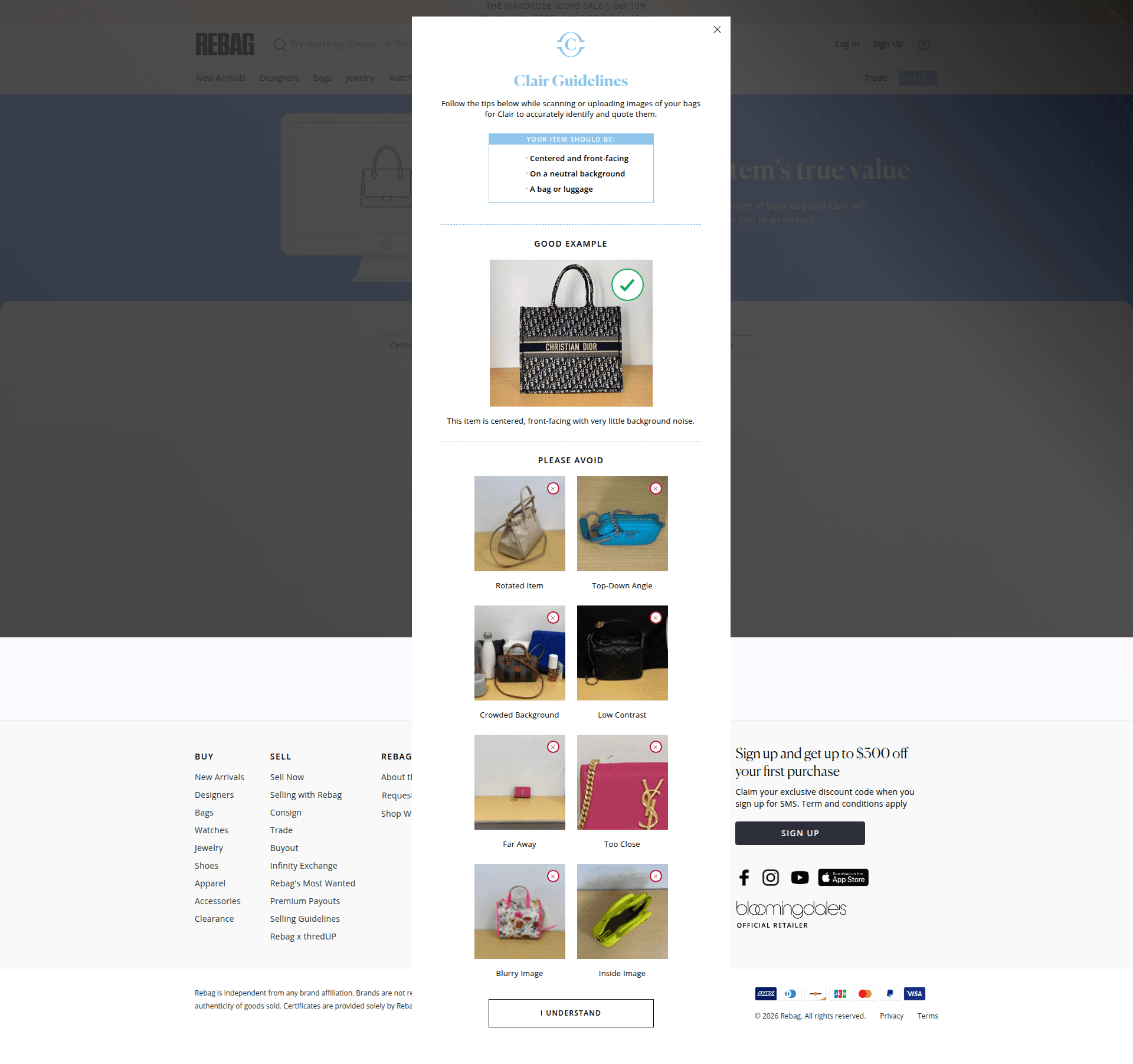 rebag modal screenshot