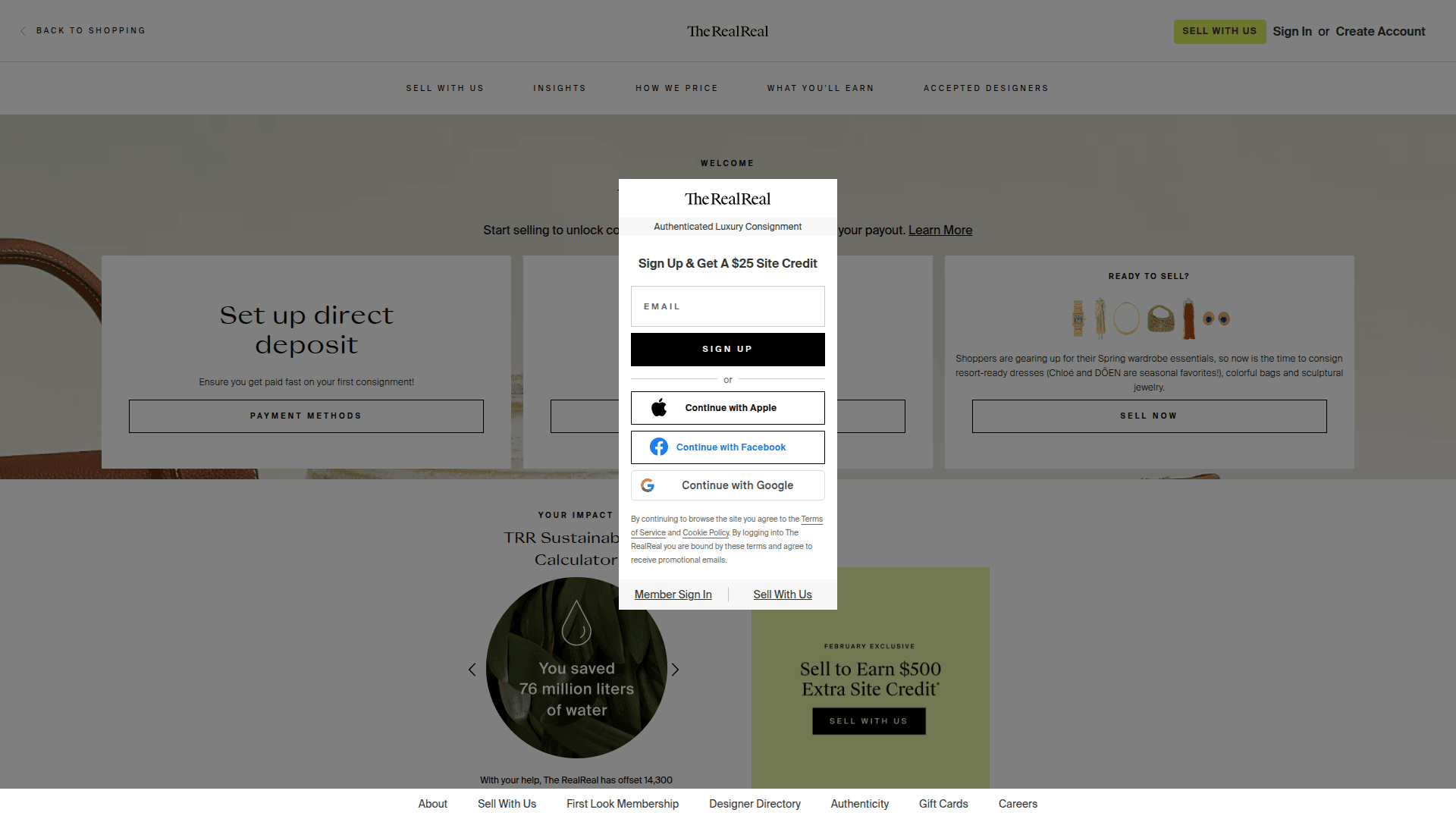 the-realreal modal screenshot
