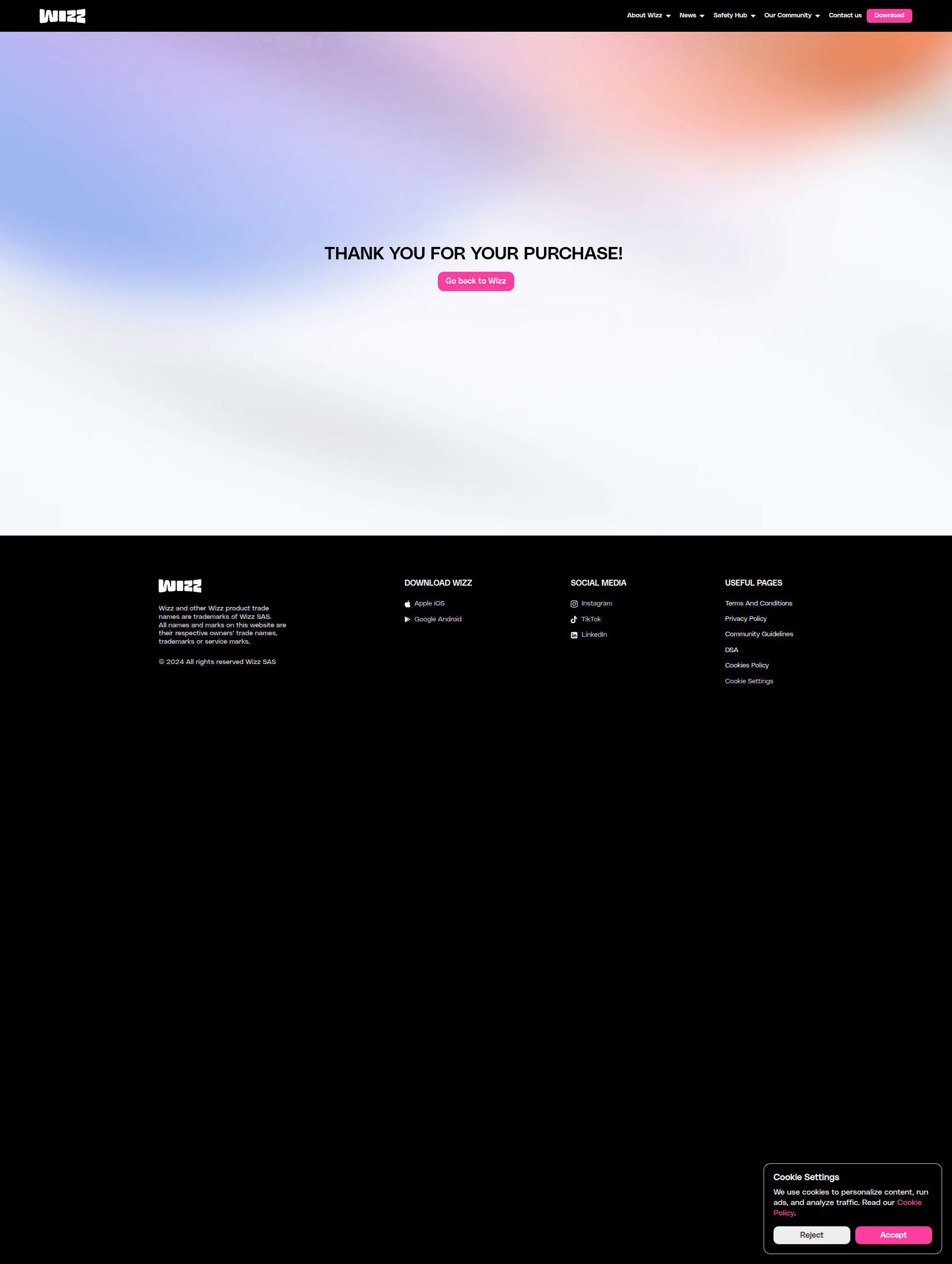 wizz modal screenshot
