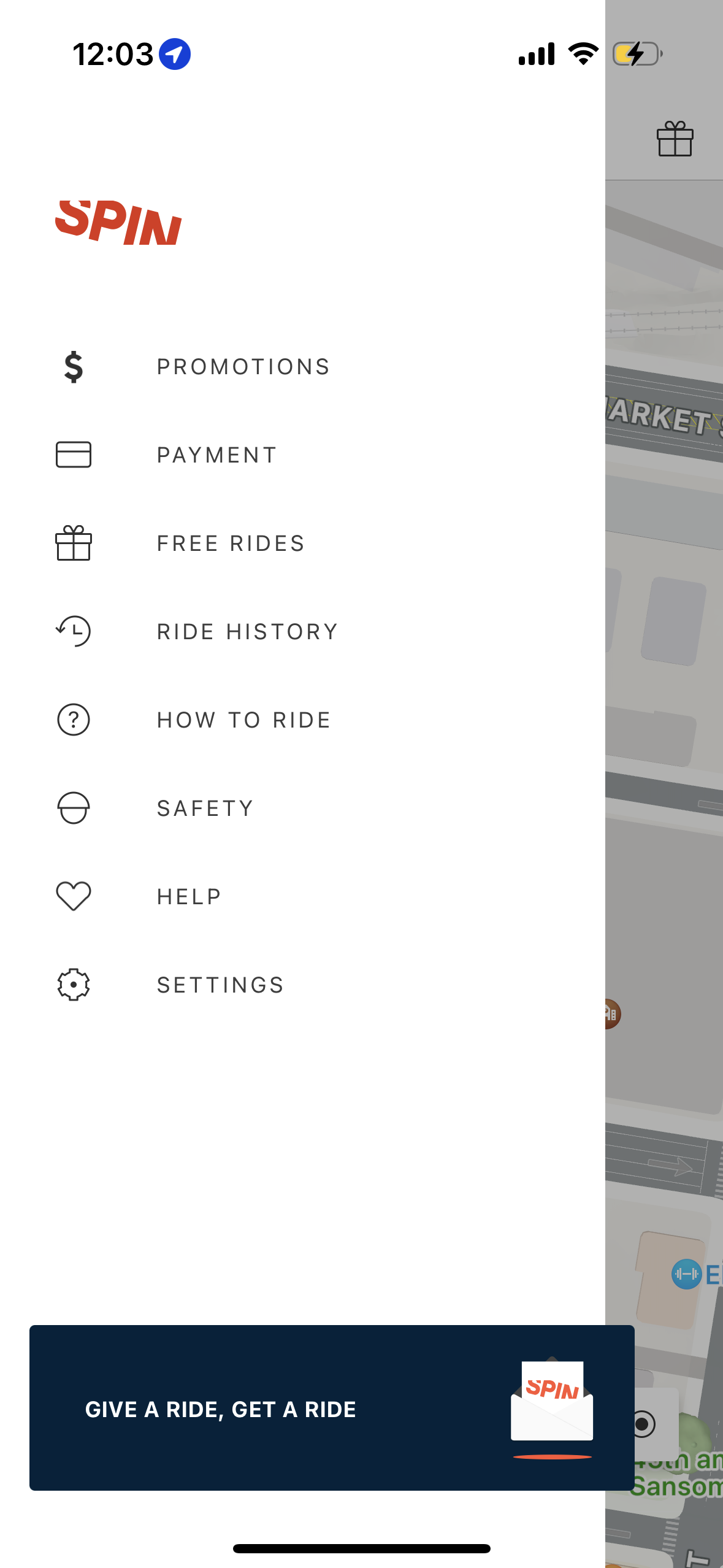 spin navigation screenshot