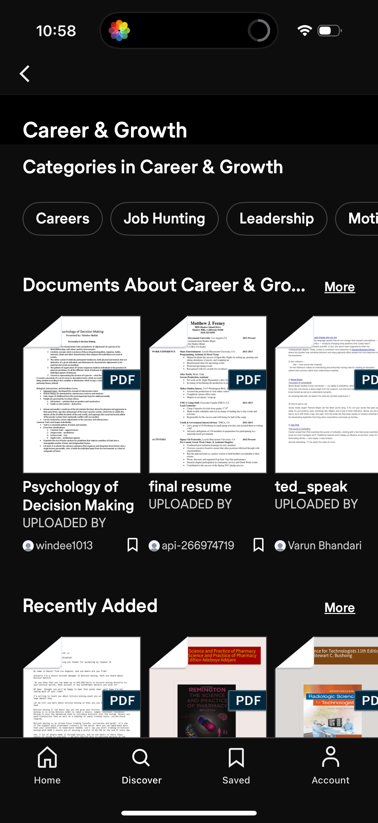 scribd navigation screenshot