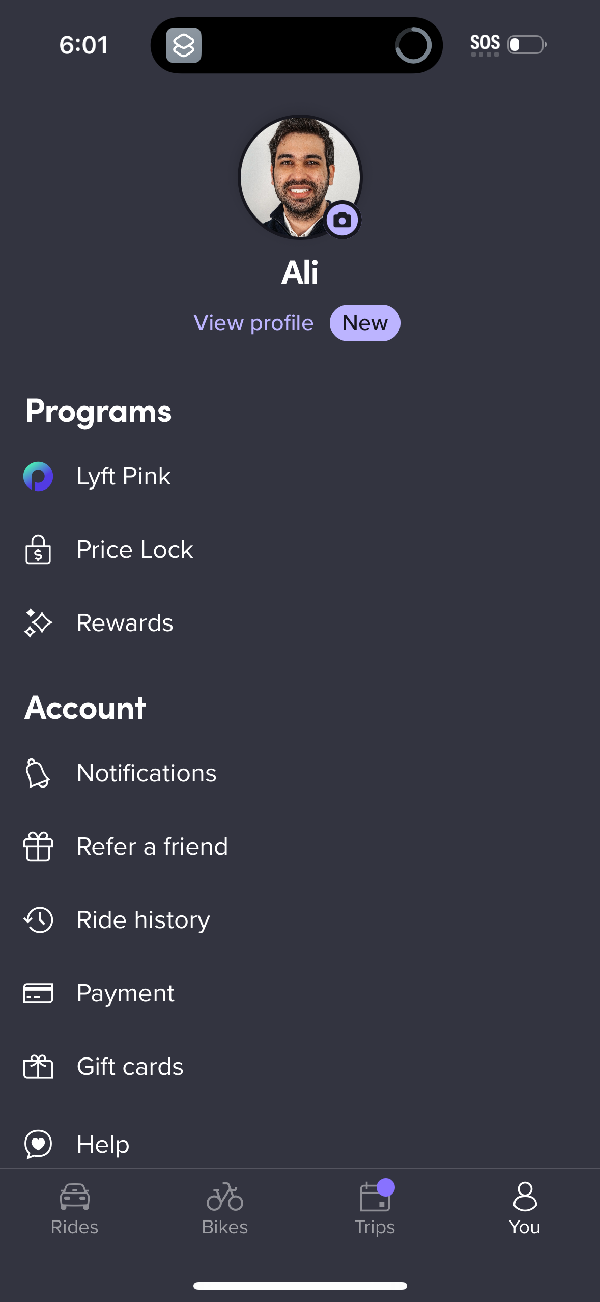 lyft navigation screenshot
