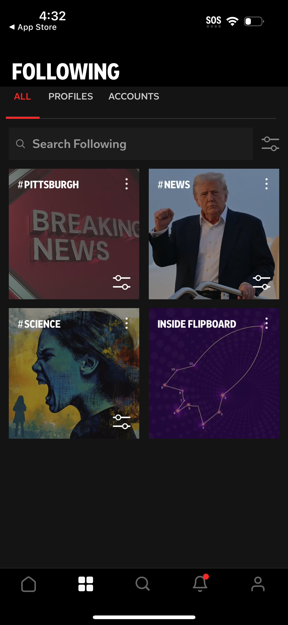 flipboard navigation screenshot