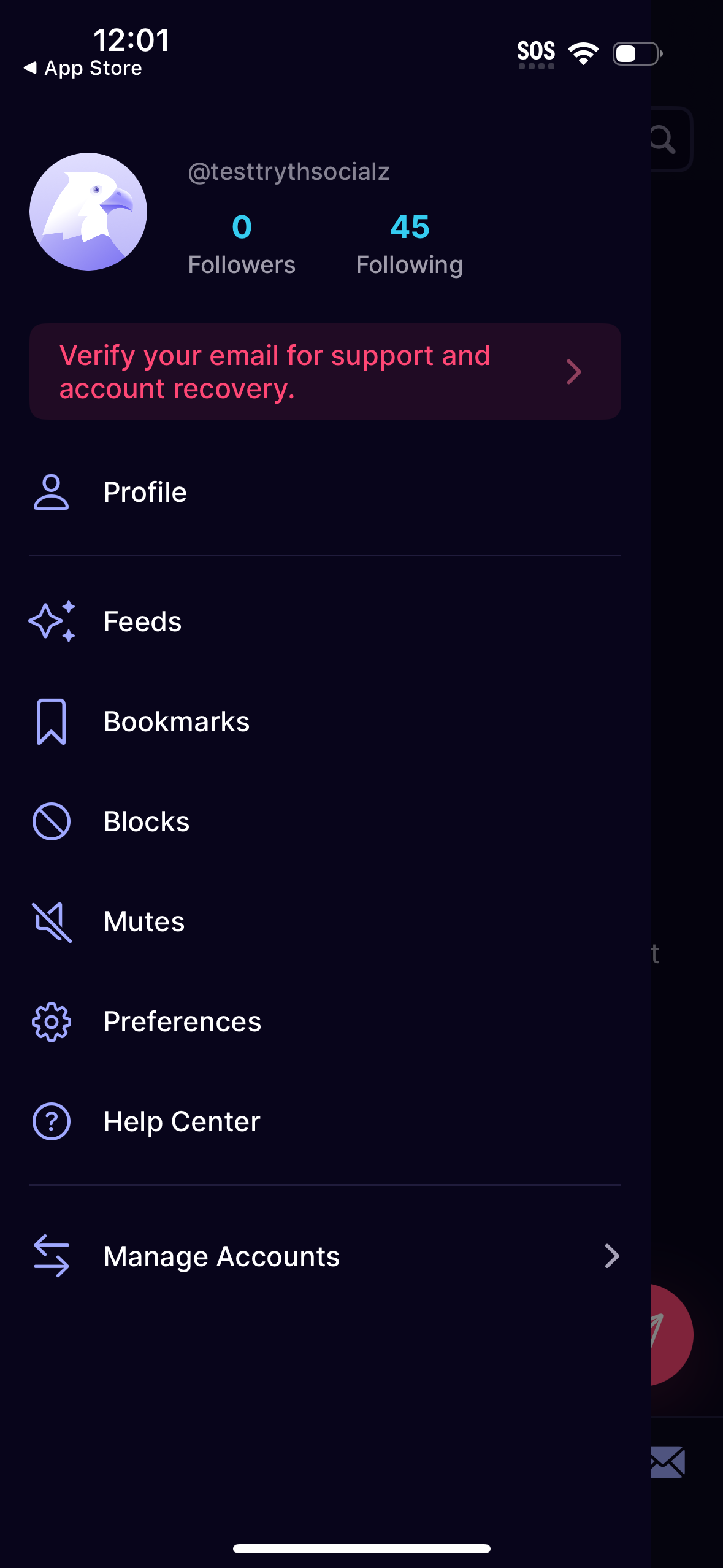 truth-social navigation screenshot
